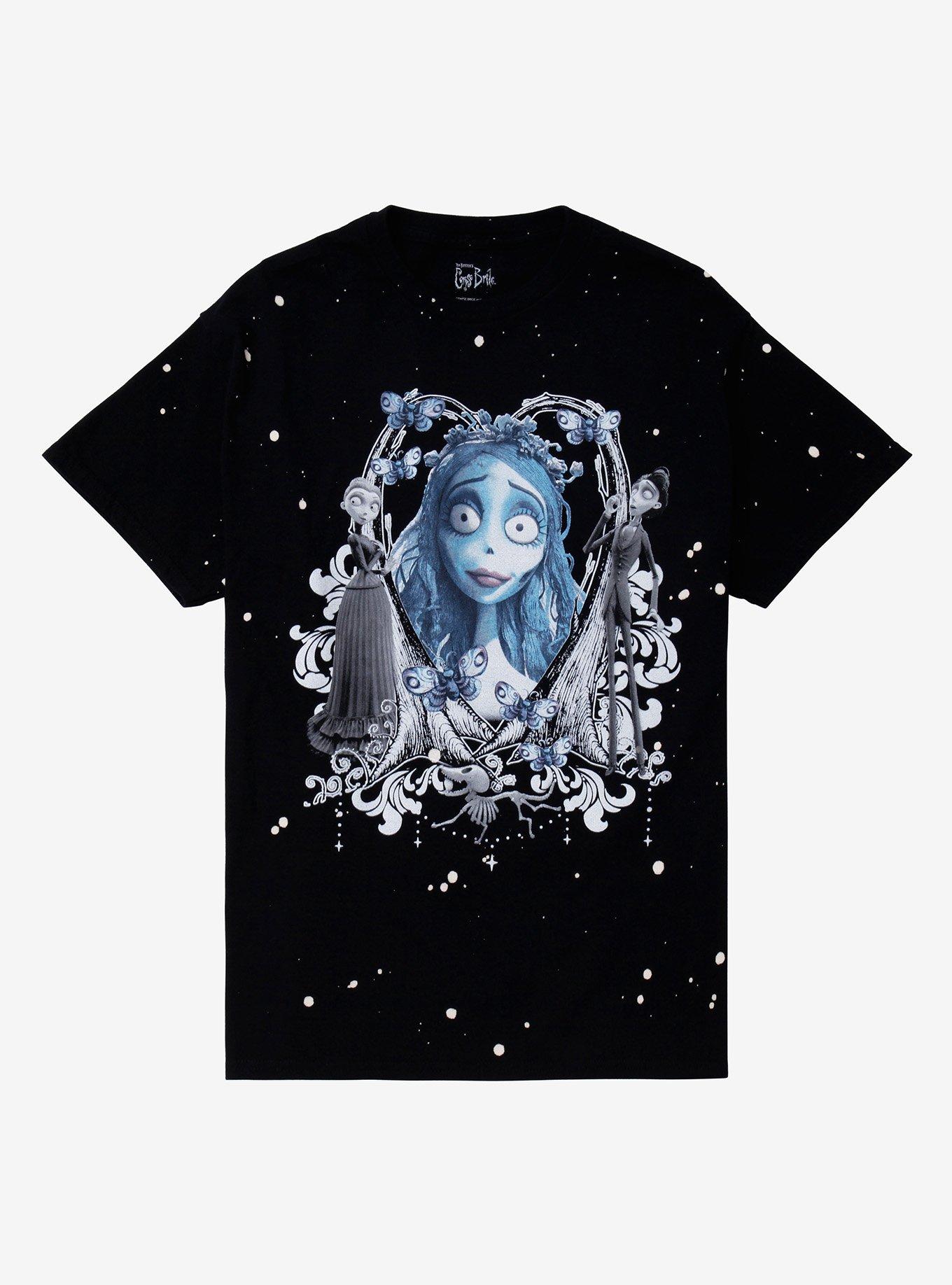 Corpse Bride Trio Bleach Splatter Boyfriend Fit Girls T-Shirt, , hi-res