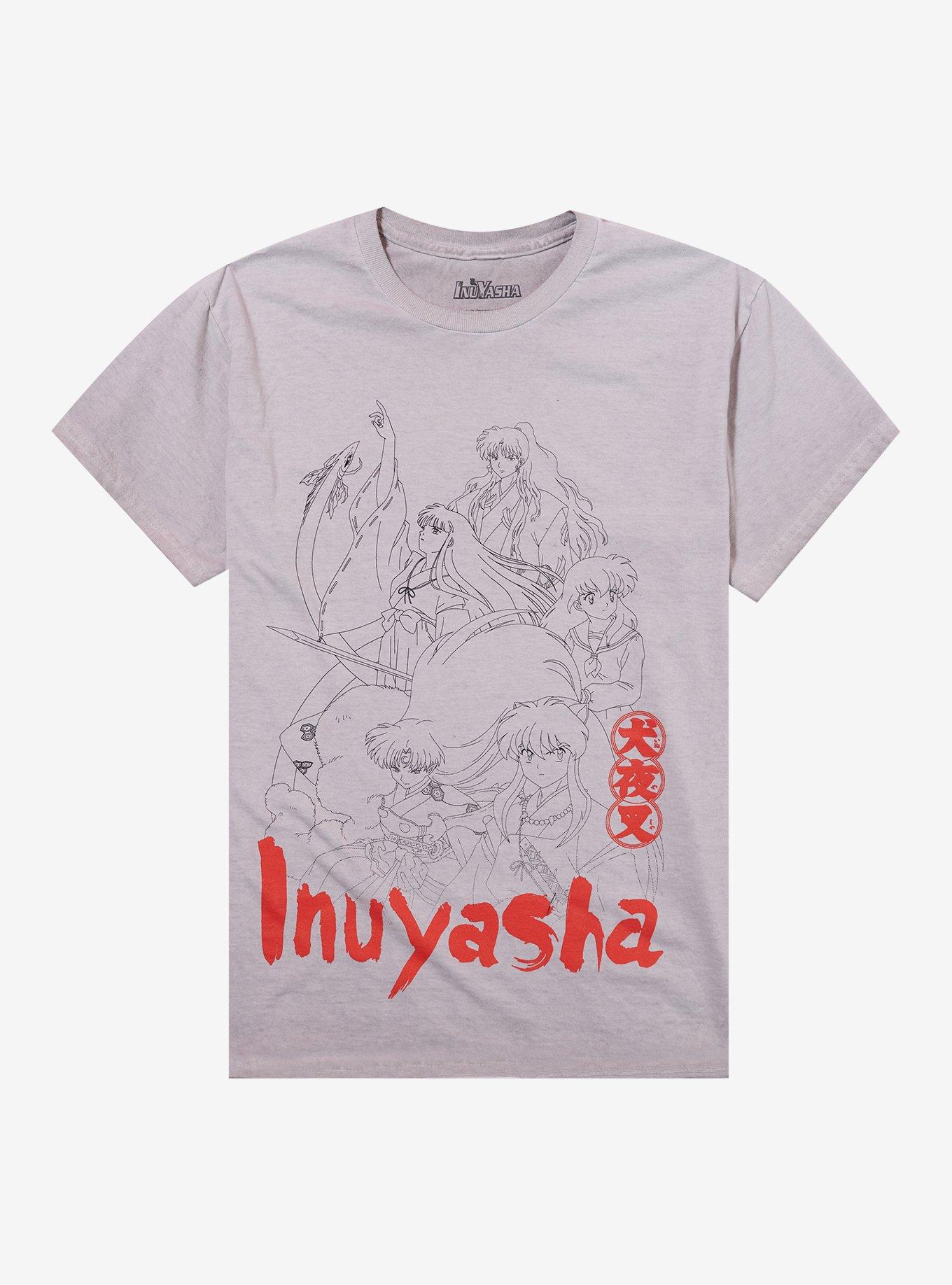 InuYasha Character Outline Boyfriend Fit Girls T-Shirt, , hi-res