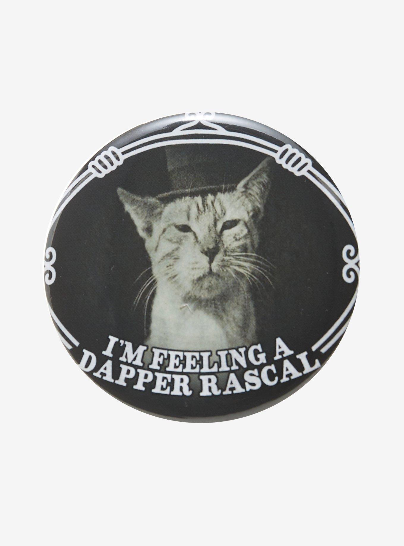 Cat Dapper Rascal 3 Inch Button, , hi-res