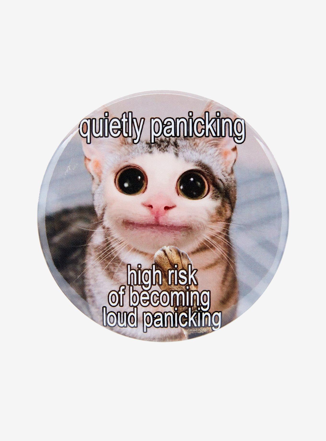 Quietly Panicking Cat 3 Inch Button, , hi-res