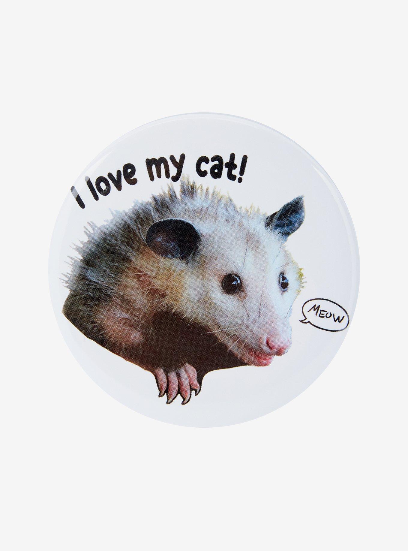 Love My Cat Possum 3 Inch Button, , hi-res