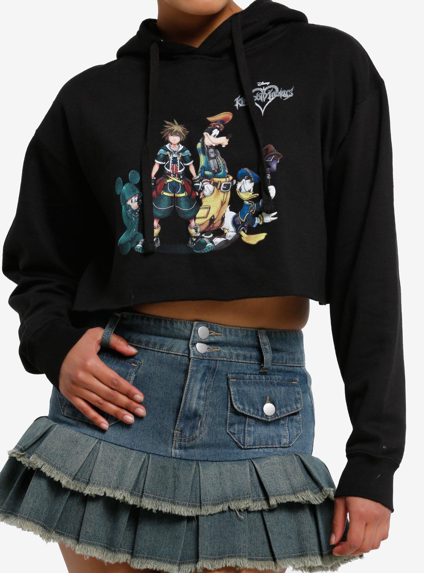 Disney Kingdom Hearts Group Girls Crop Hoodie, , hi-res