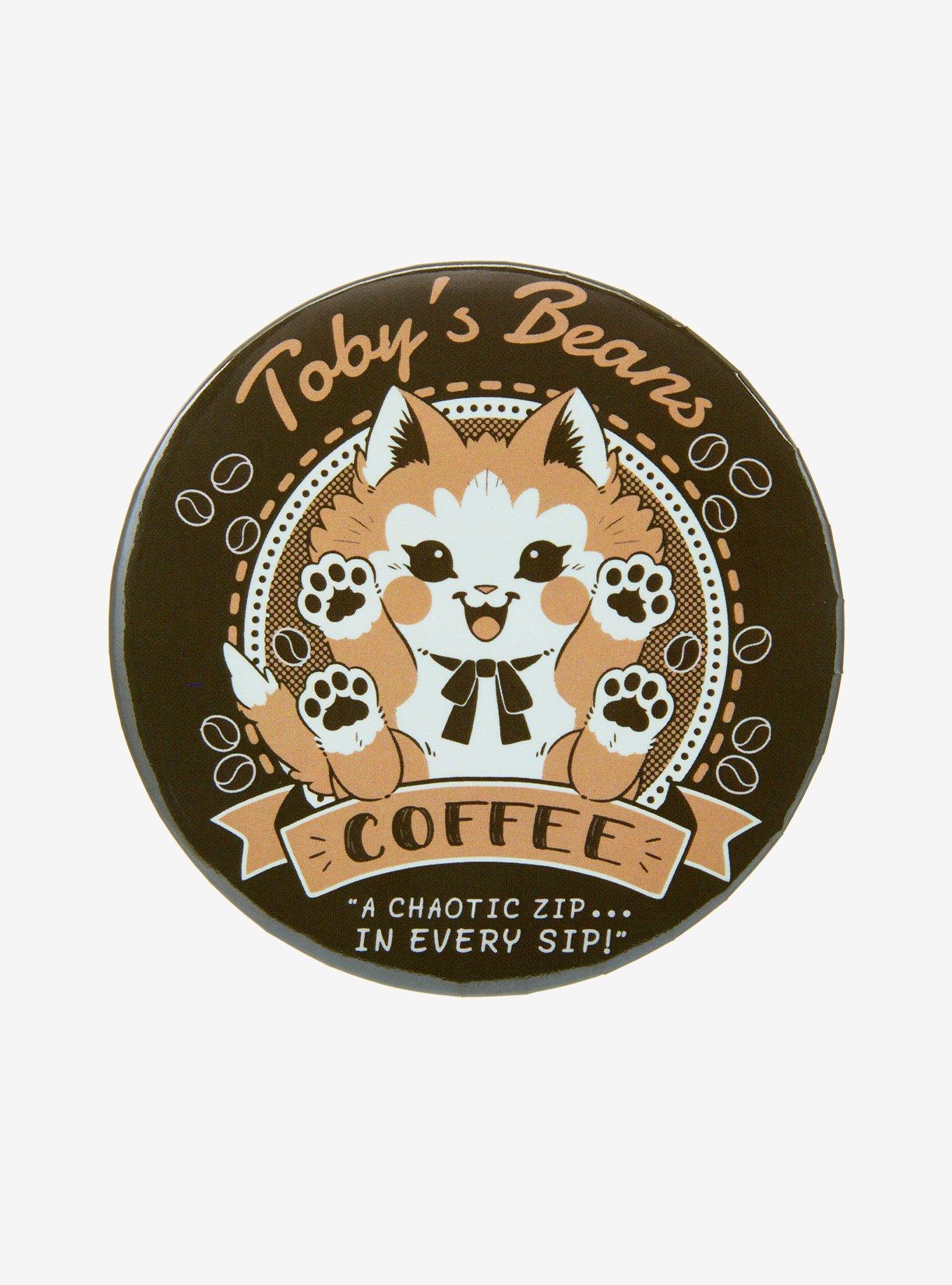 Cat Toby Beans 3 Inch Button By Sugar Bunny Shop, , hi-res