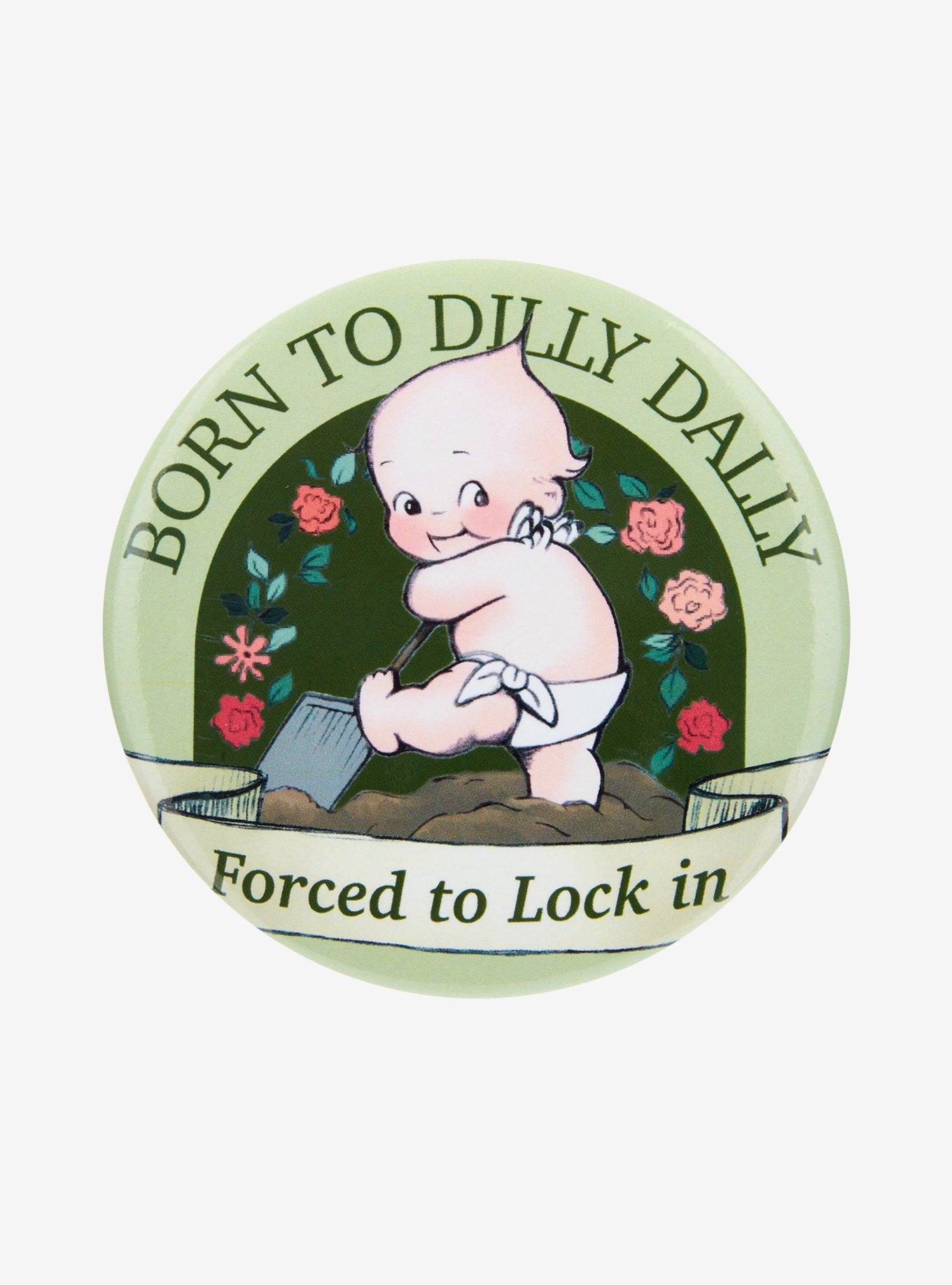 Kewpie Dilly Dally Lock In 3 Inch Button, , hi-res