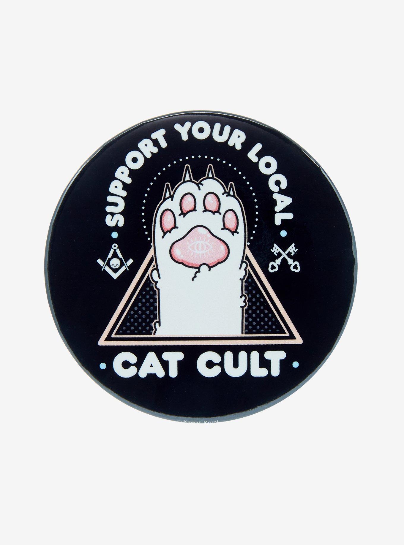 Cat Cult Support 3 Inch Button By Kawaii Krypt, , hi-res