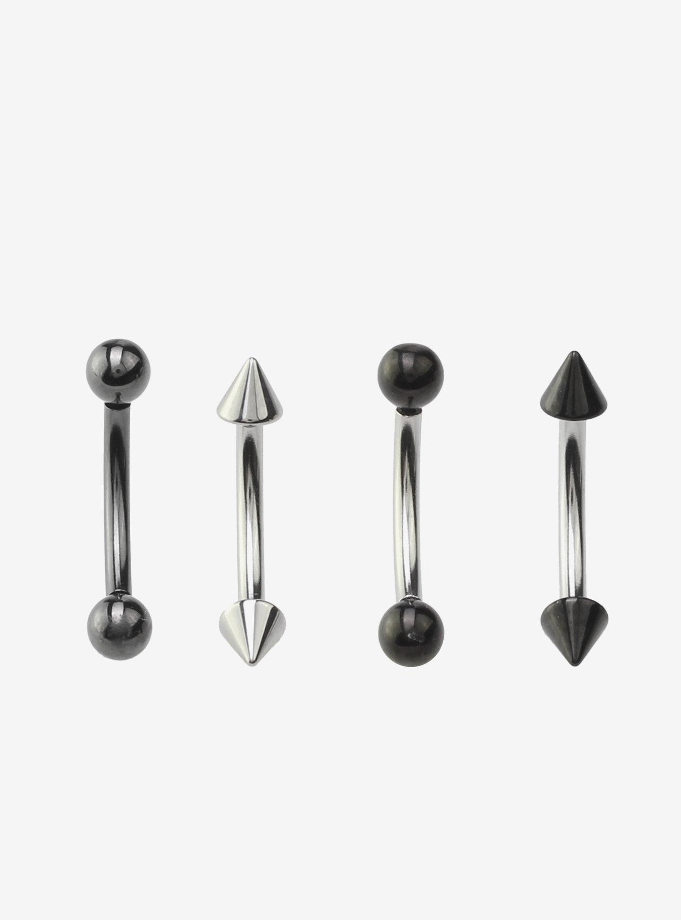 16G Steel Silver Eyebrow Barbell 4 Pack, , hi-res
