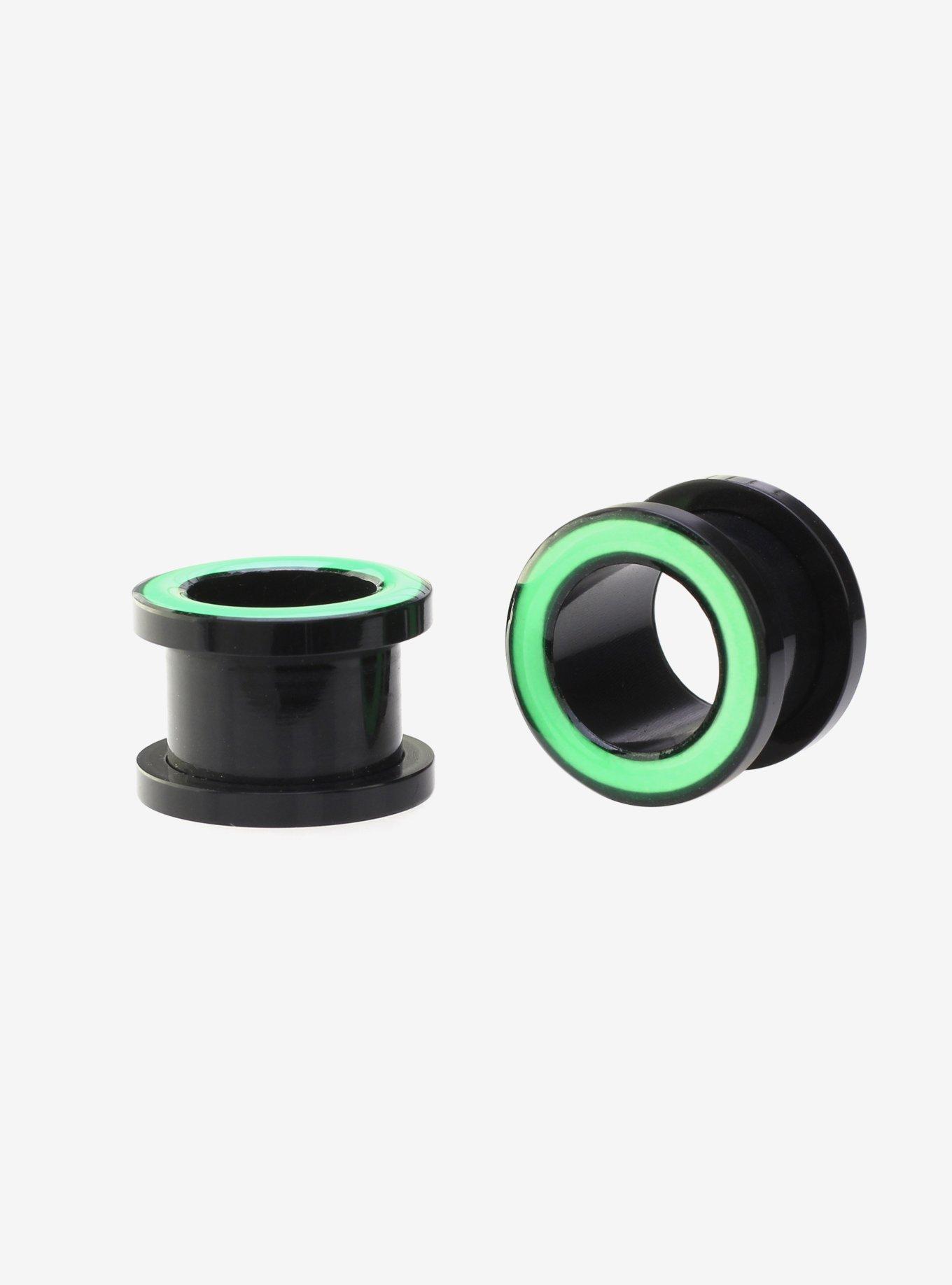 Acrylic Black Glow-In-The-Dark Eyelet Plug 2 Pack, , hi-res