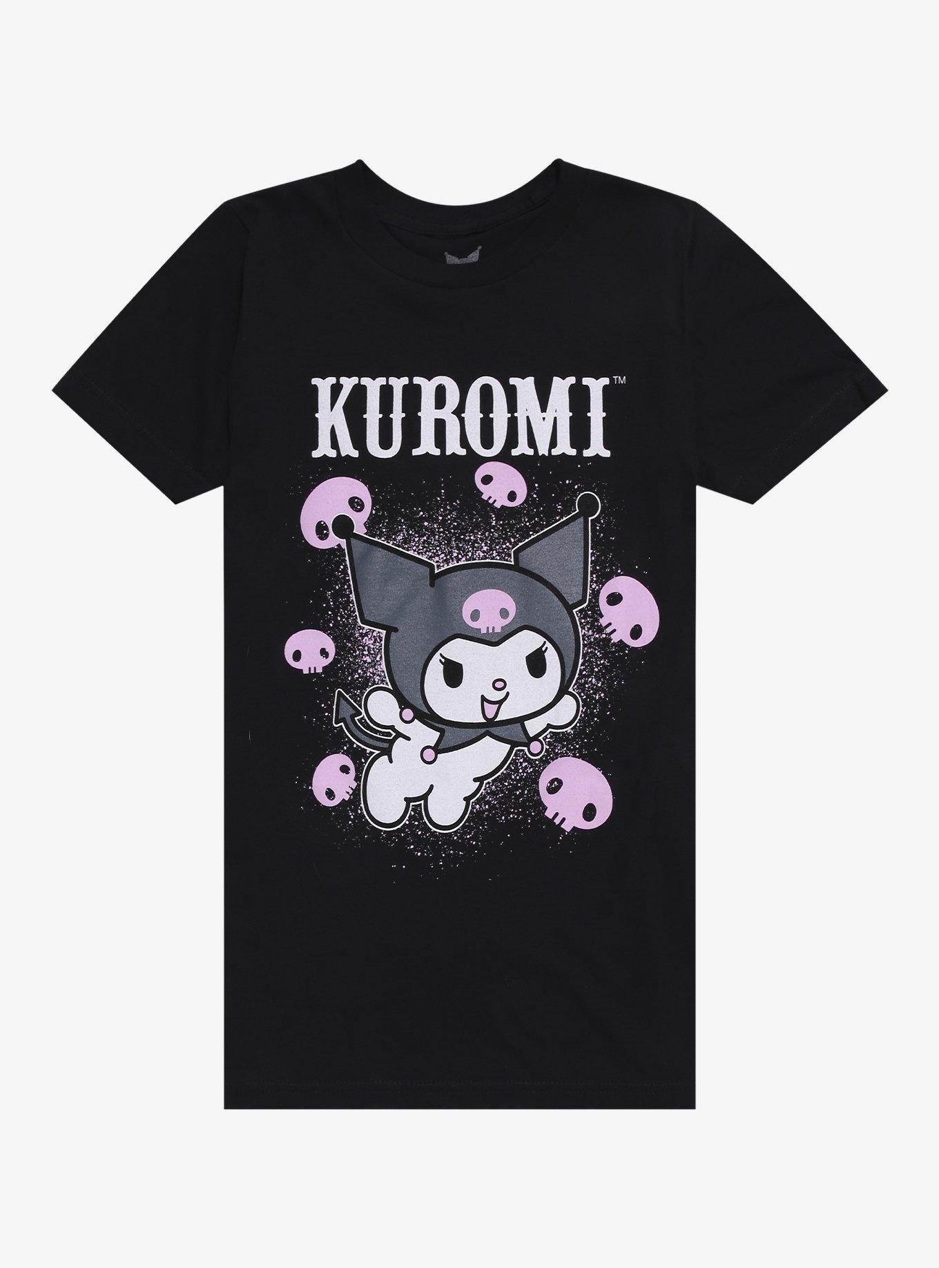 Kuromi & Pink Skulls Relaxed Fit Girls T-Shirt, , hi-res