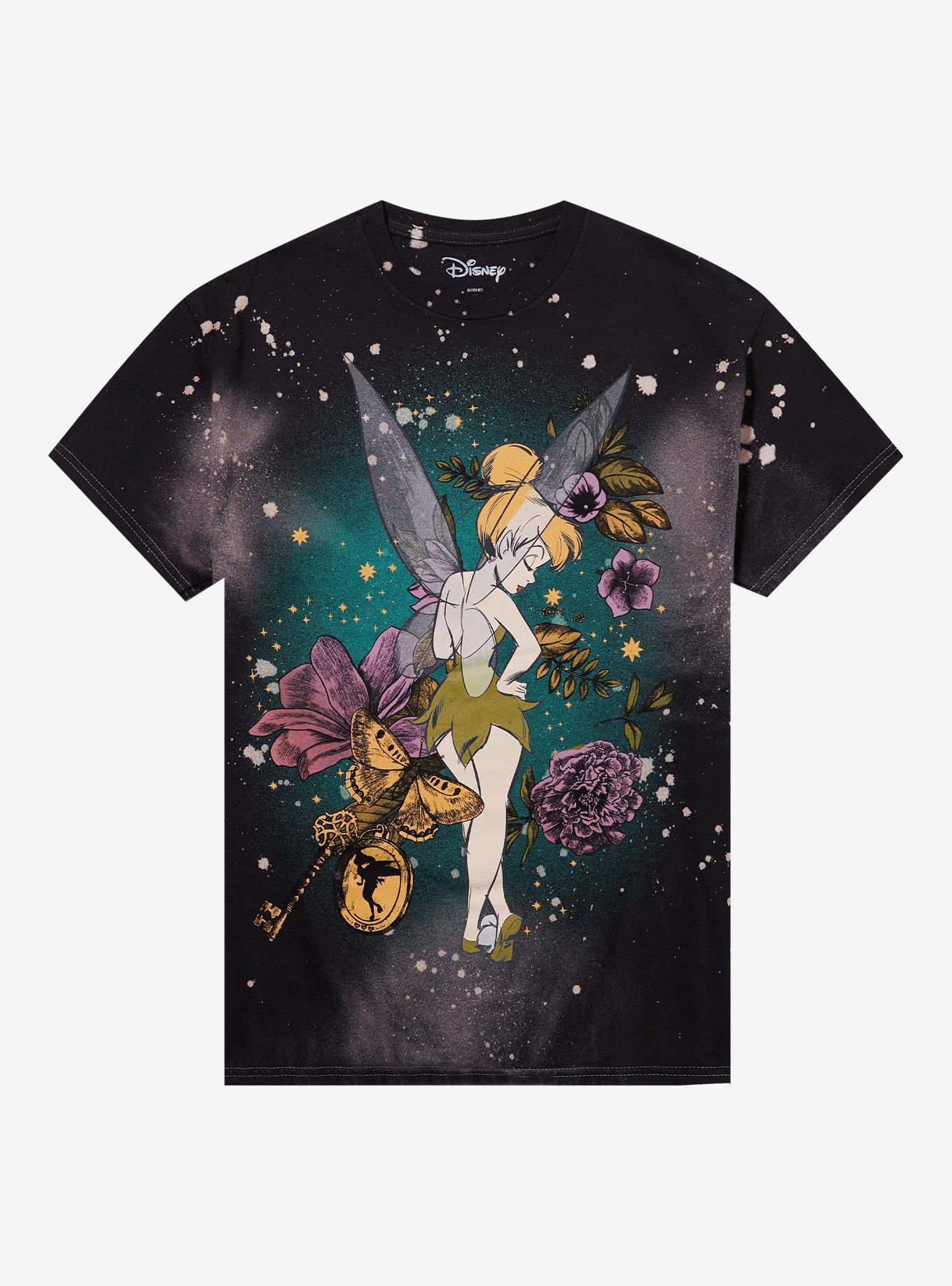 Disney Peter Pan Tinker Bell Flower Dark Wash Boyfriend Fit Girls T-Shirt