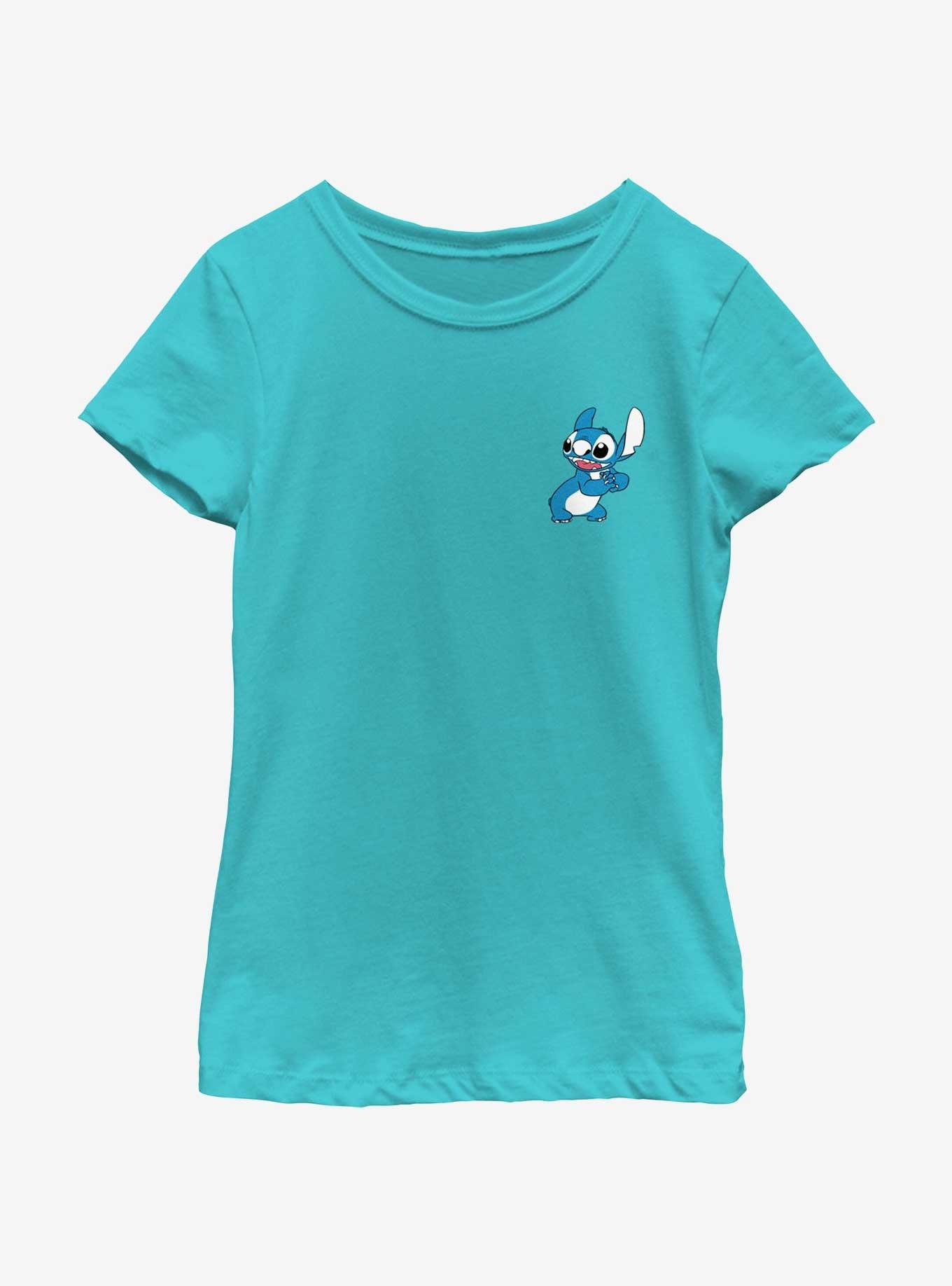 Disney Lilo & Stitch Bashful Stitch Youth Girls T-Shirt, TAHI BLUE, hi-res