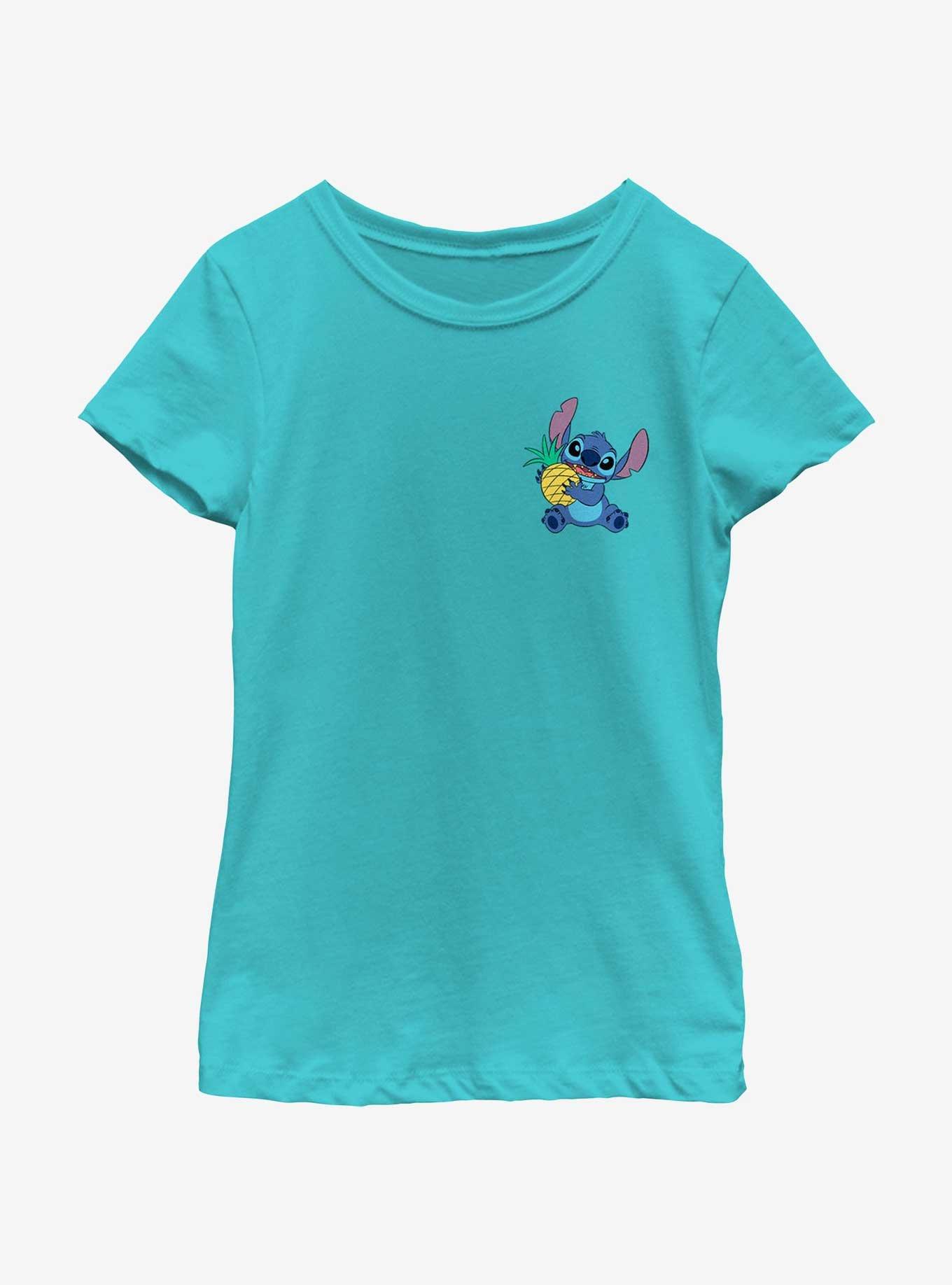 Disney Lilo & Stitch Pineapple Hug Pocket Youth Girls T-Shirt, TAHI BLUE, hi-res