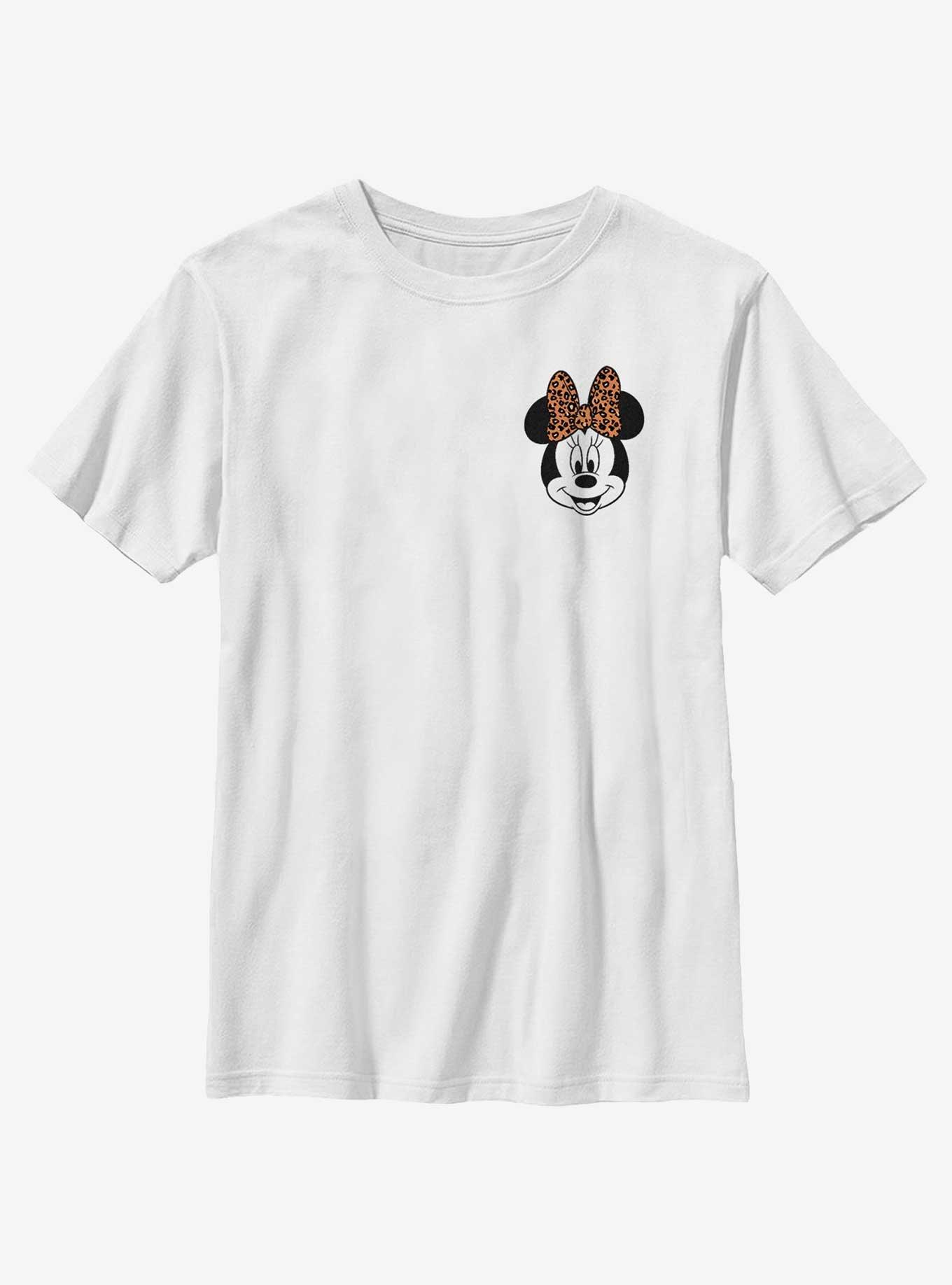 Disney Minnie Mouse Face Leopard Pocket Youth T-Shirt, , hi-res