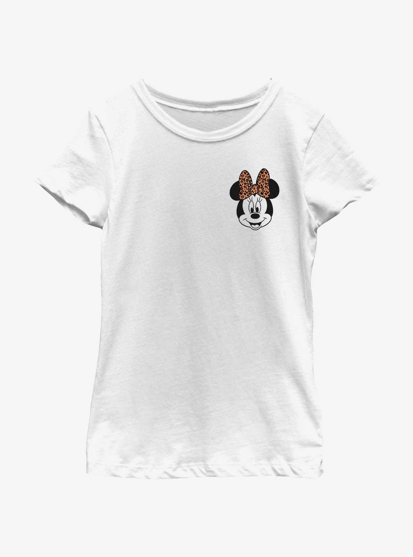 Disney Minnie Mouse Face Leopard Pocket Youth Girls T-Shirt, , hi-res