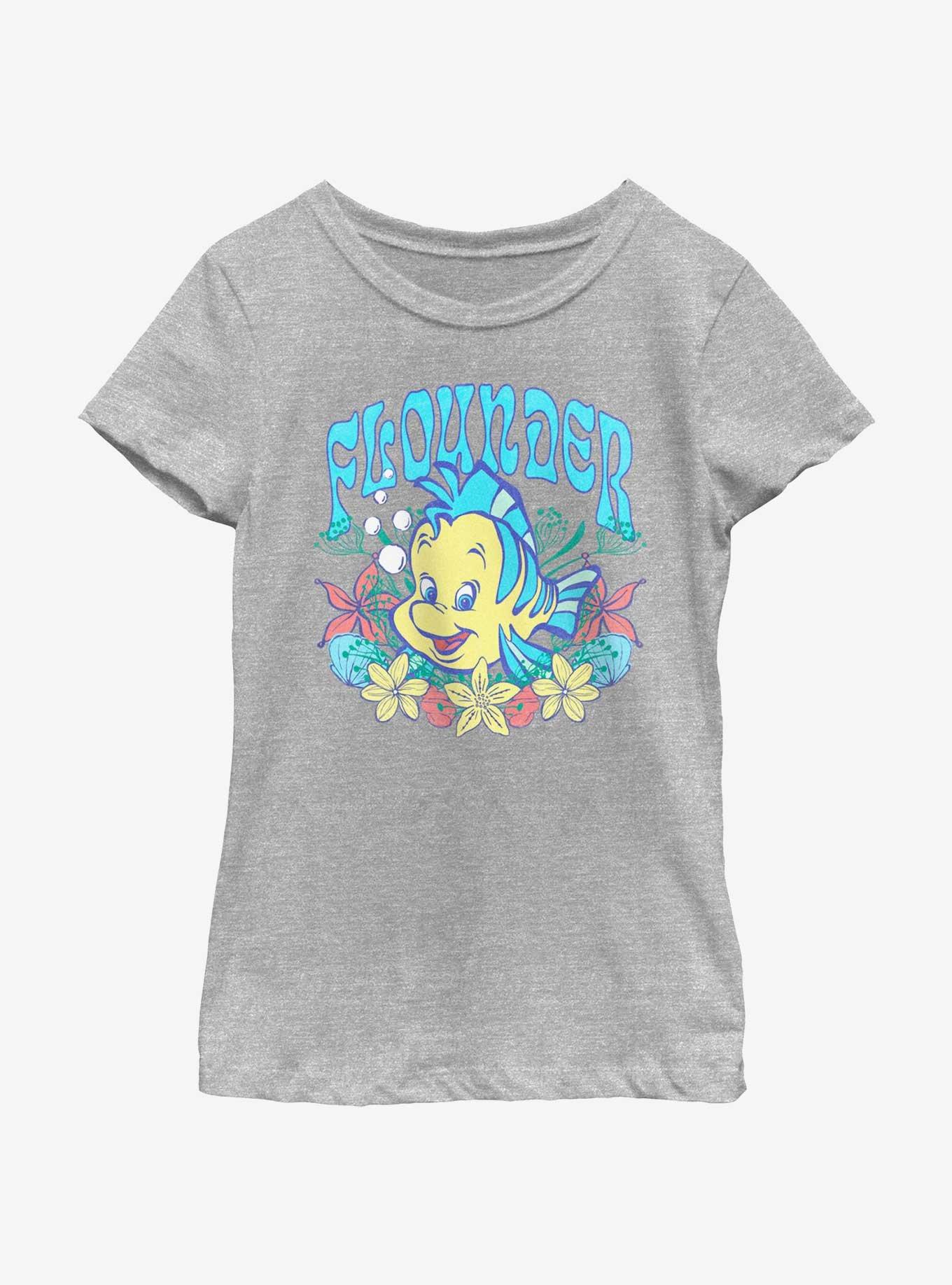 Disney The Little Mermaid Flounder Floral Wreath Youth Girls T-Shirt, , hi-res