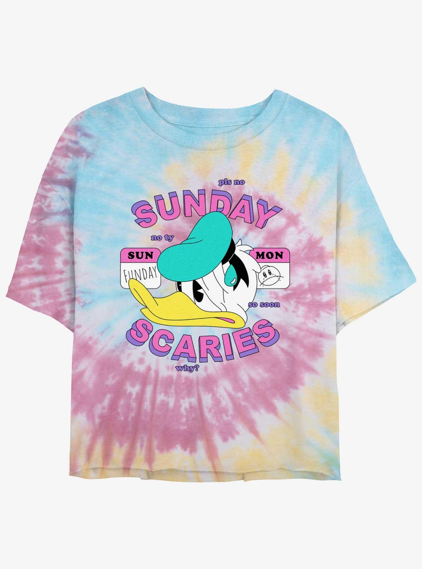 Disney Donald Duck Sunday Scaries Tie Dye Crop Womens  T-Shirt, , hi-res