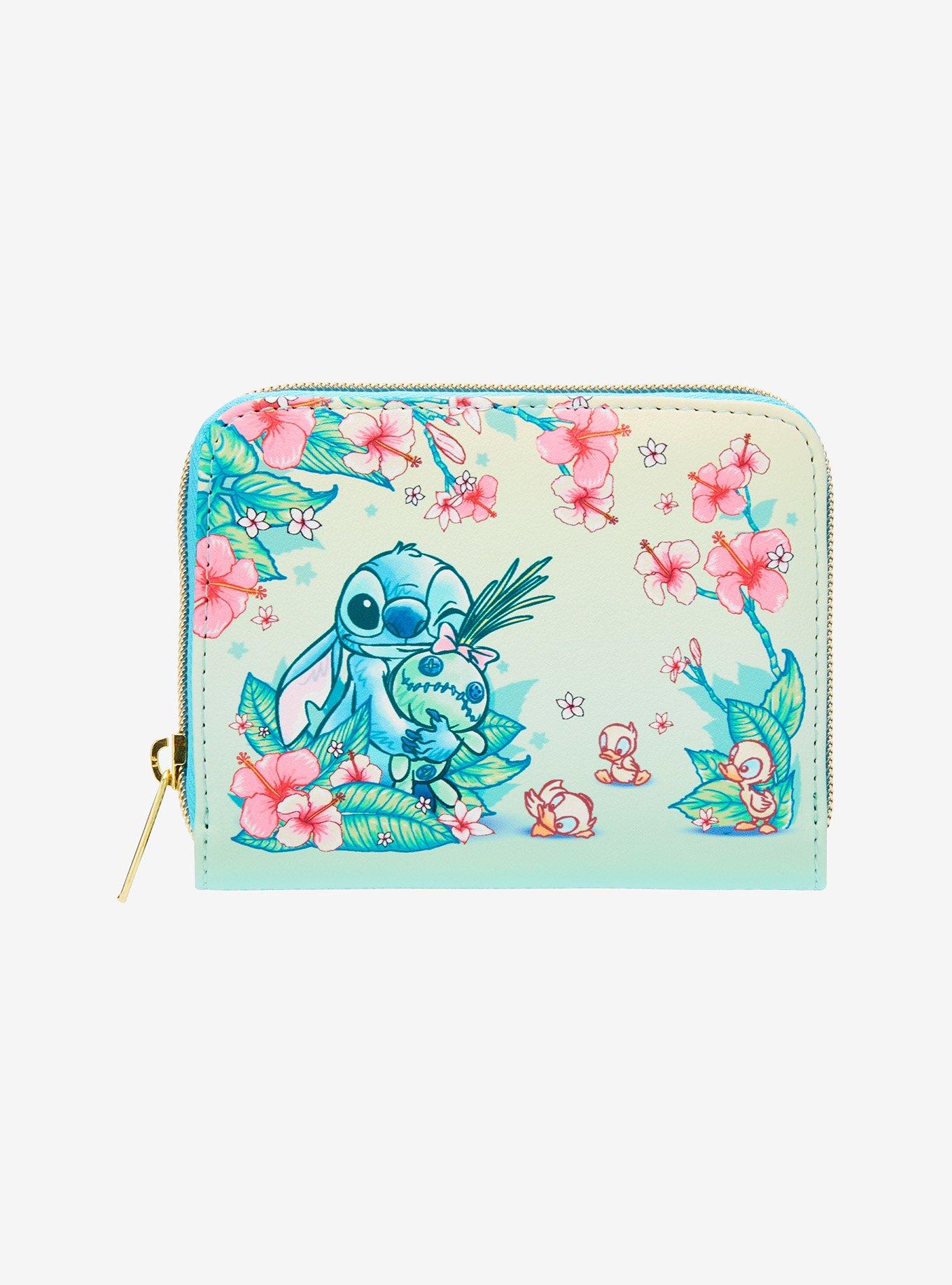 Loungefly Disney Stitch Floral Mini Zipper Wallet, , hi-res