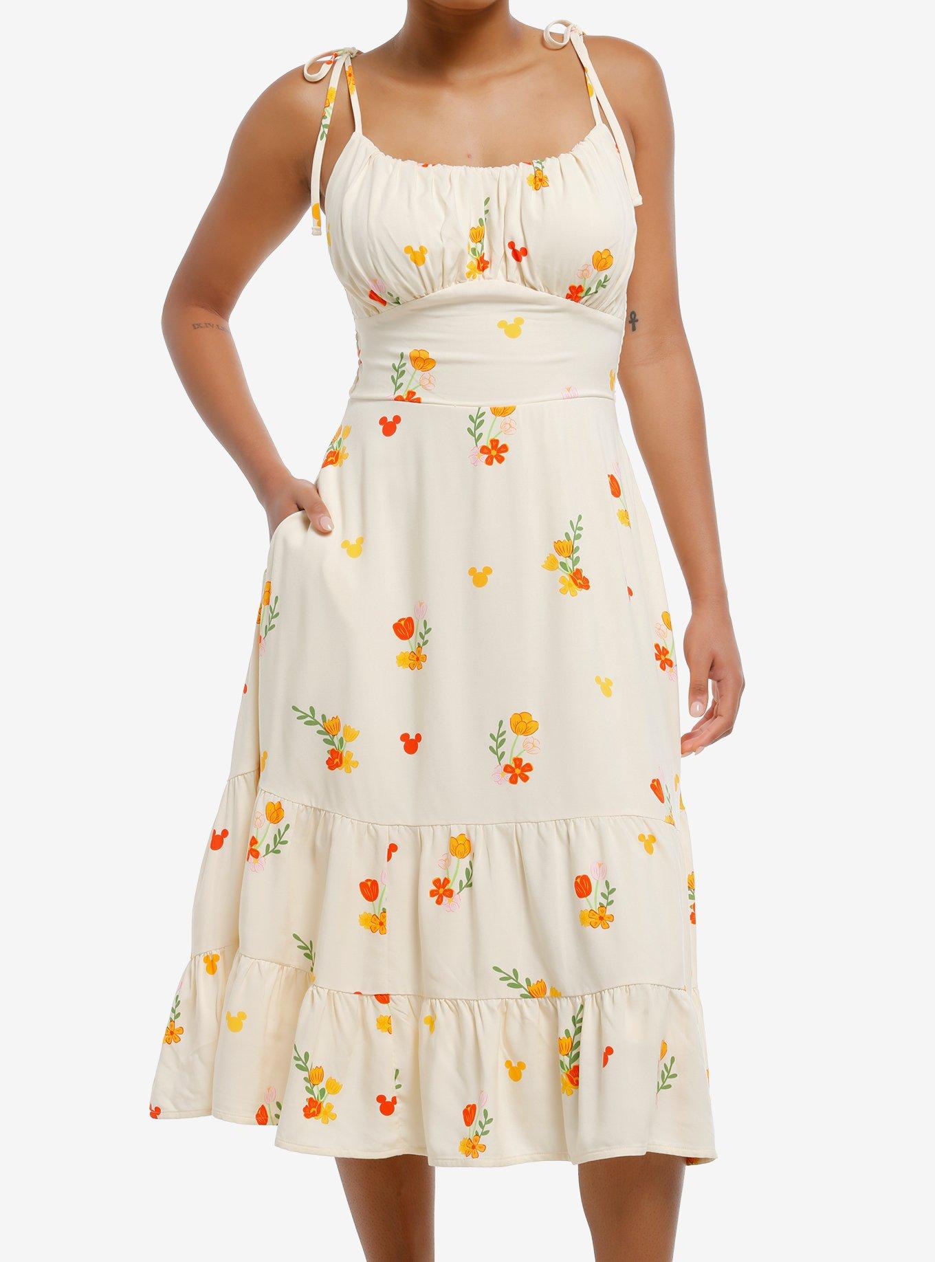 Her Universe Disney Mickey Mouse Summer Floral Midi Dress Her Universe Exclusive, , hi-res