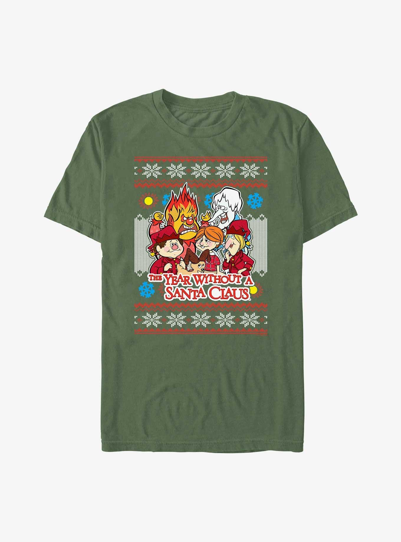 A Year Without A Santa Christmas Gang Ugly Christmas Garment Dye T-Shirt, MOSS, hi-res