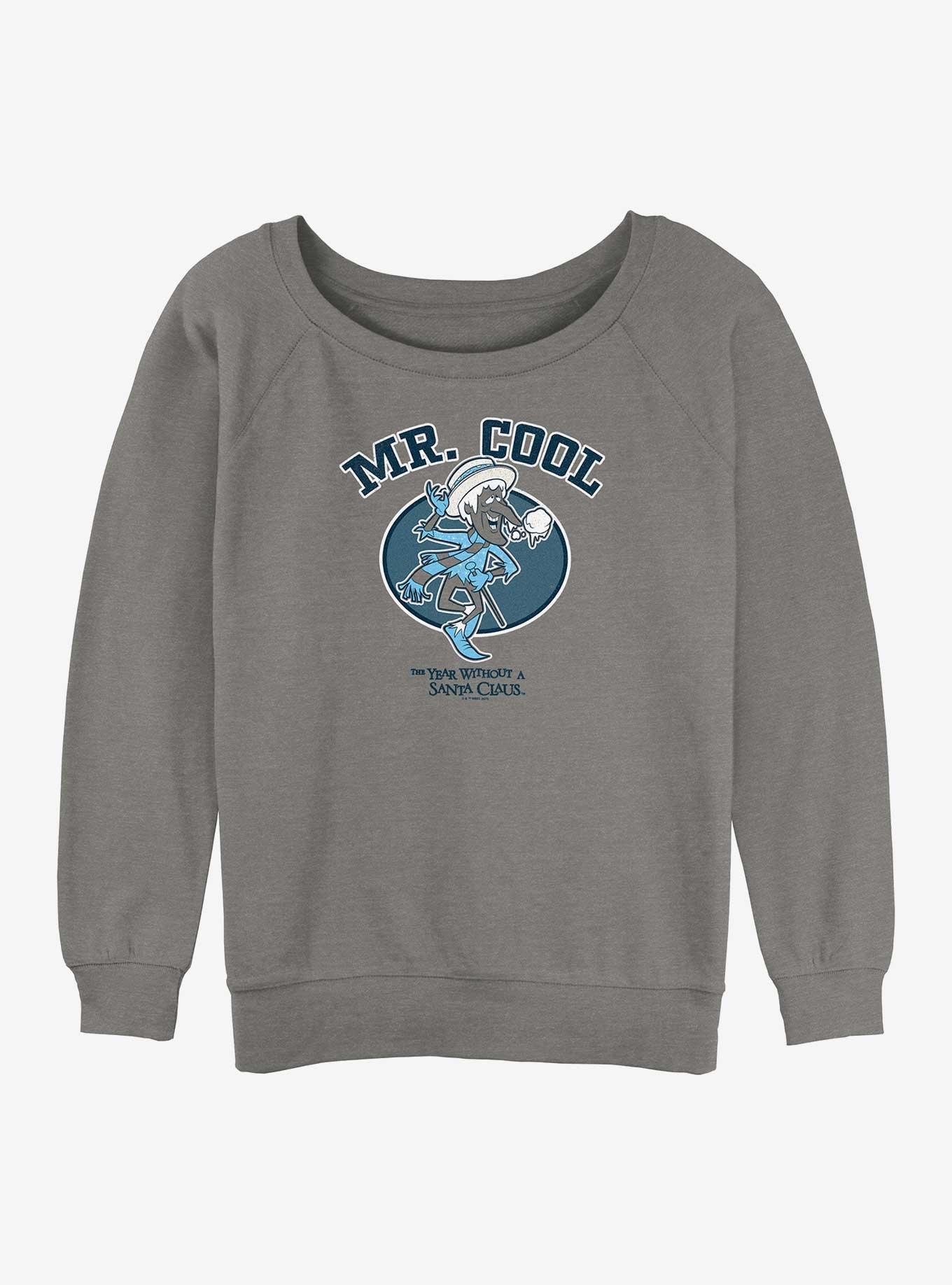 A Year Without A Santa Cool Collegiate Womens Slouchy Sweatshirt, GRAY HTR, hi-res