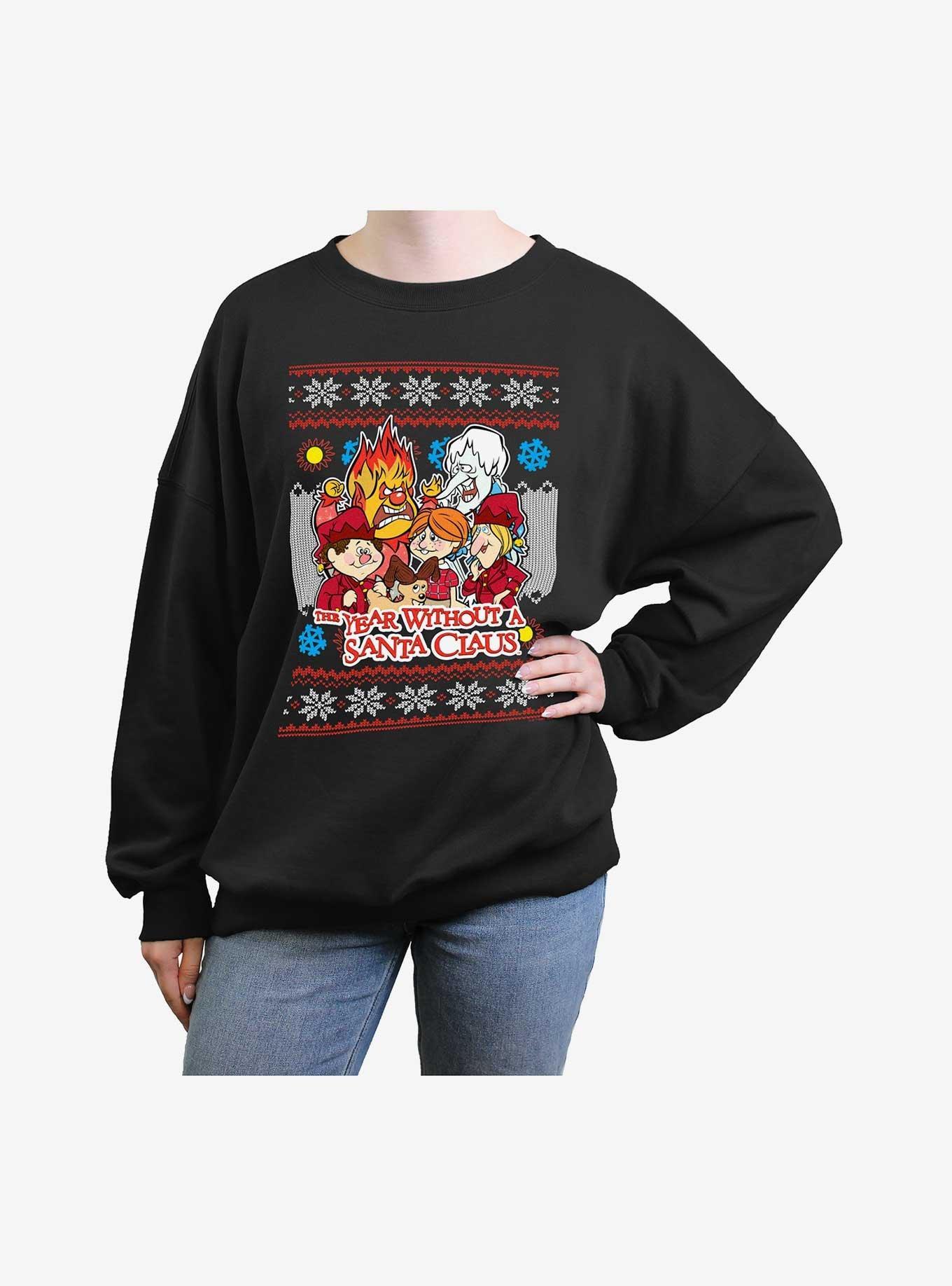 A Year Without A Santa Christmas Gang Ugly Christmas Womens Oversized Sweatshirt, BLACK, hi-res