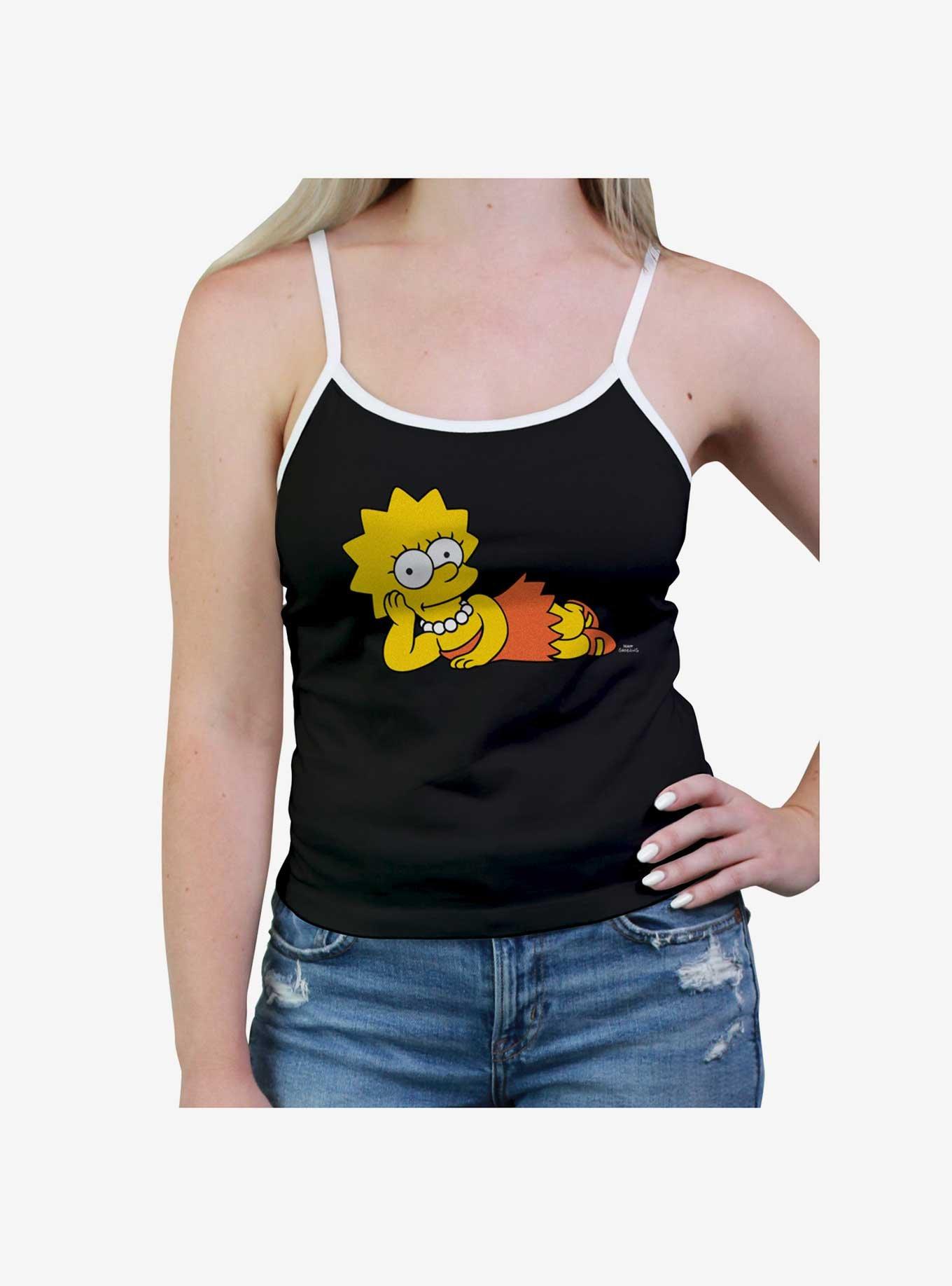 The Simpsons Lisa Laying Down Womens Cami, BLACK, hi-res