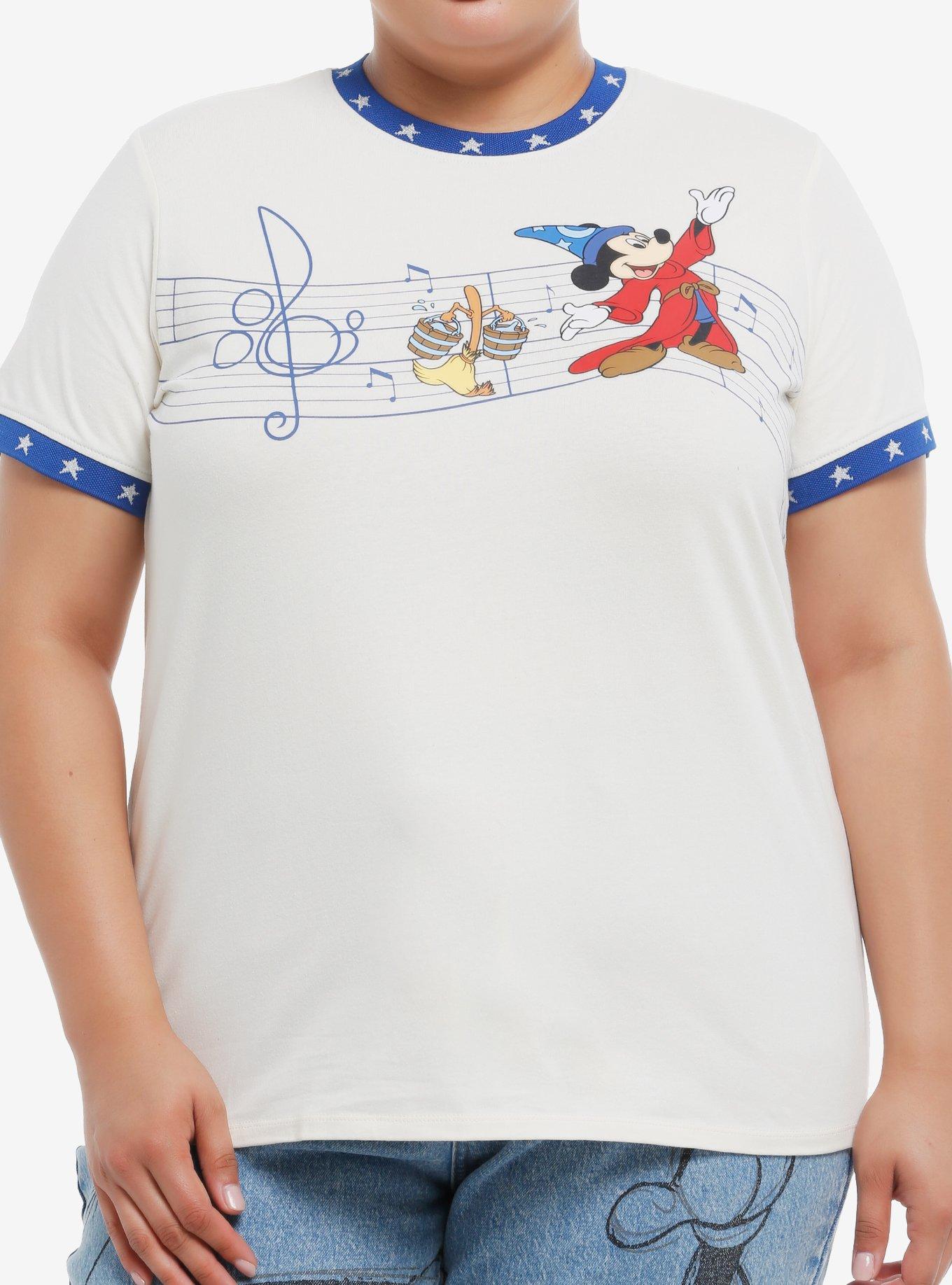 Her Universe Disney Fantasia The Sorcerer's Apprentice Mickey Mouse Girls Ringer T-Shirt Plus Size, , hi-res