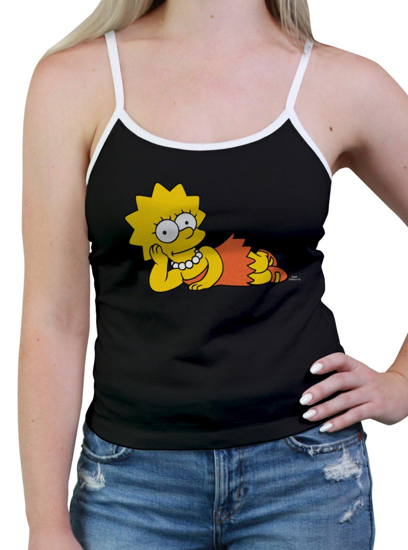 The Simpsons Lisa Laying Down Womens Cami, BLACK, hi-res