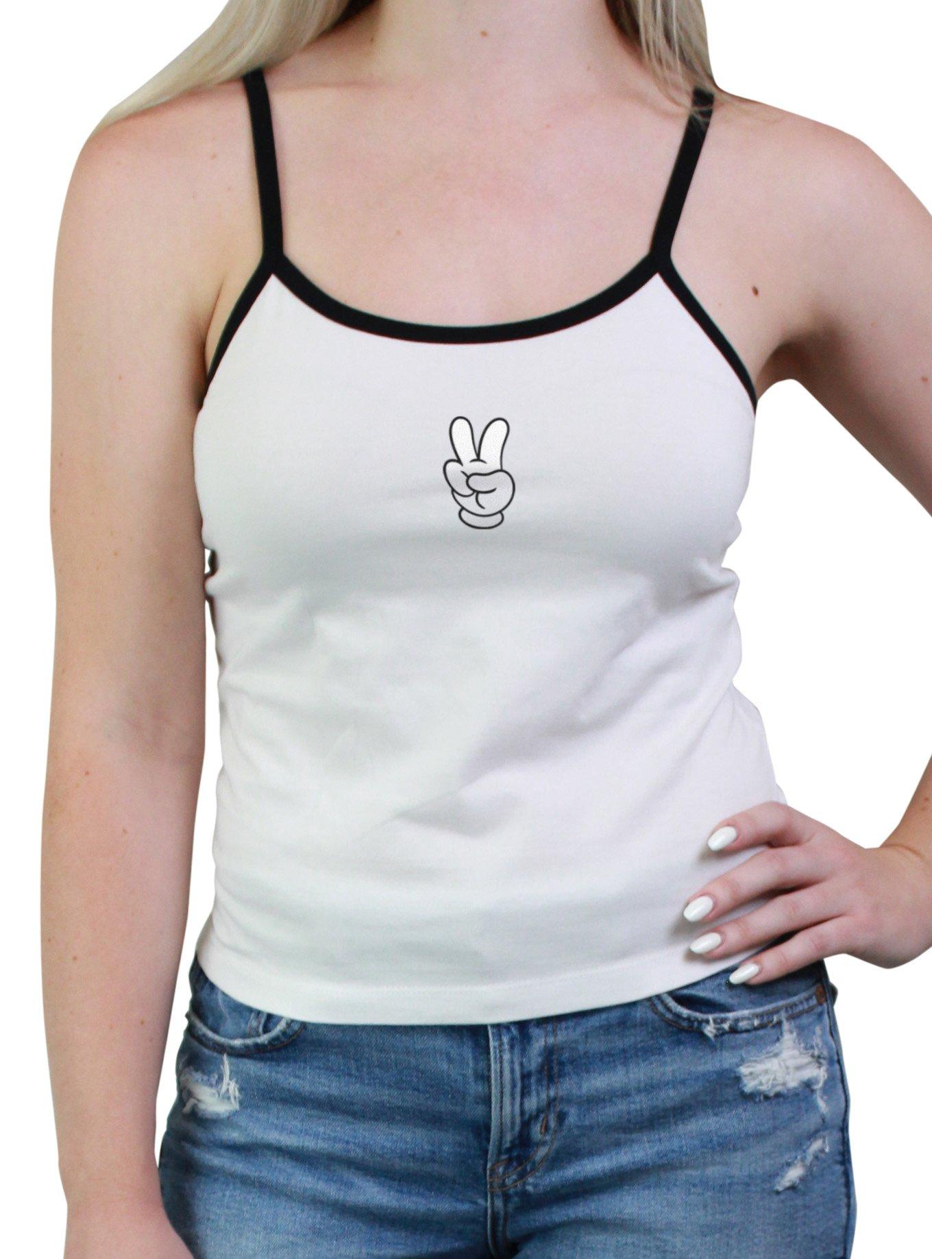 Disney Mickey Mouse Peace Hand Womens Cami, WHITE, hi-res