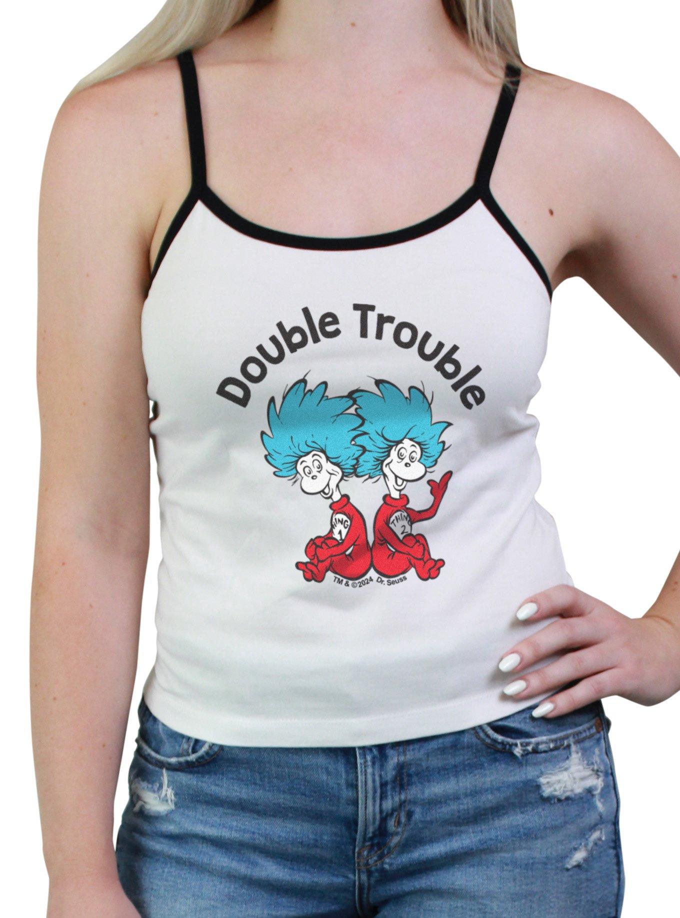 Dr. Seuss Cat In The Hat Double Trouble Thing 1 & Thing 2 Womens Cami, WHITE, hi-res