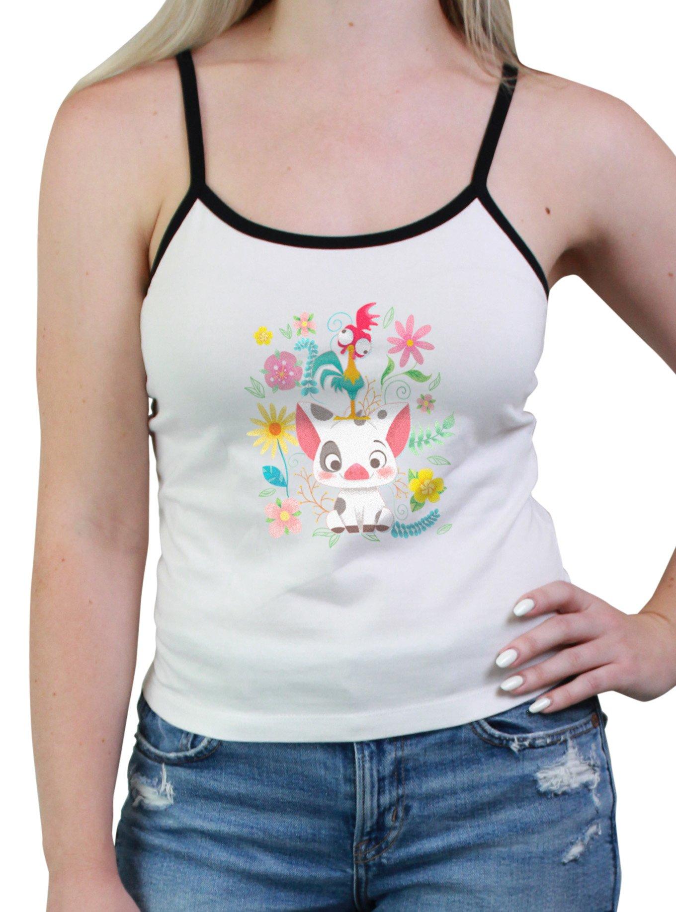 Disney Moana Pua & Hei Hei Floral Scatter Womens Cami, , hi-res