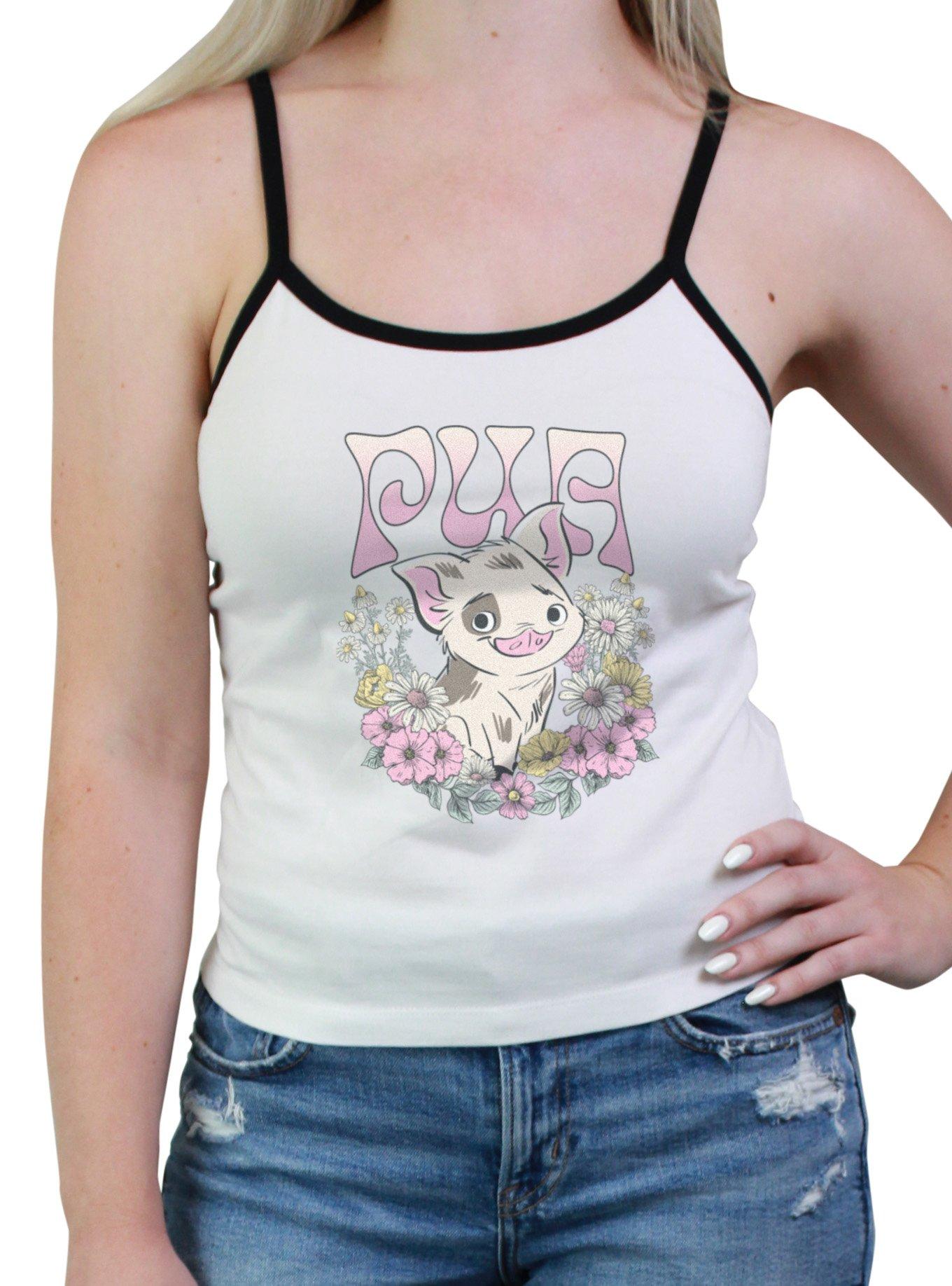 Disney Moana Pua Floral Wreath Womens Cami, WHITE, hi-res