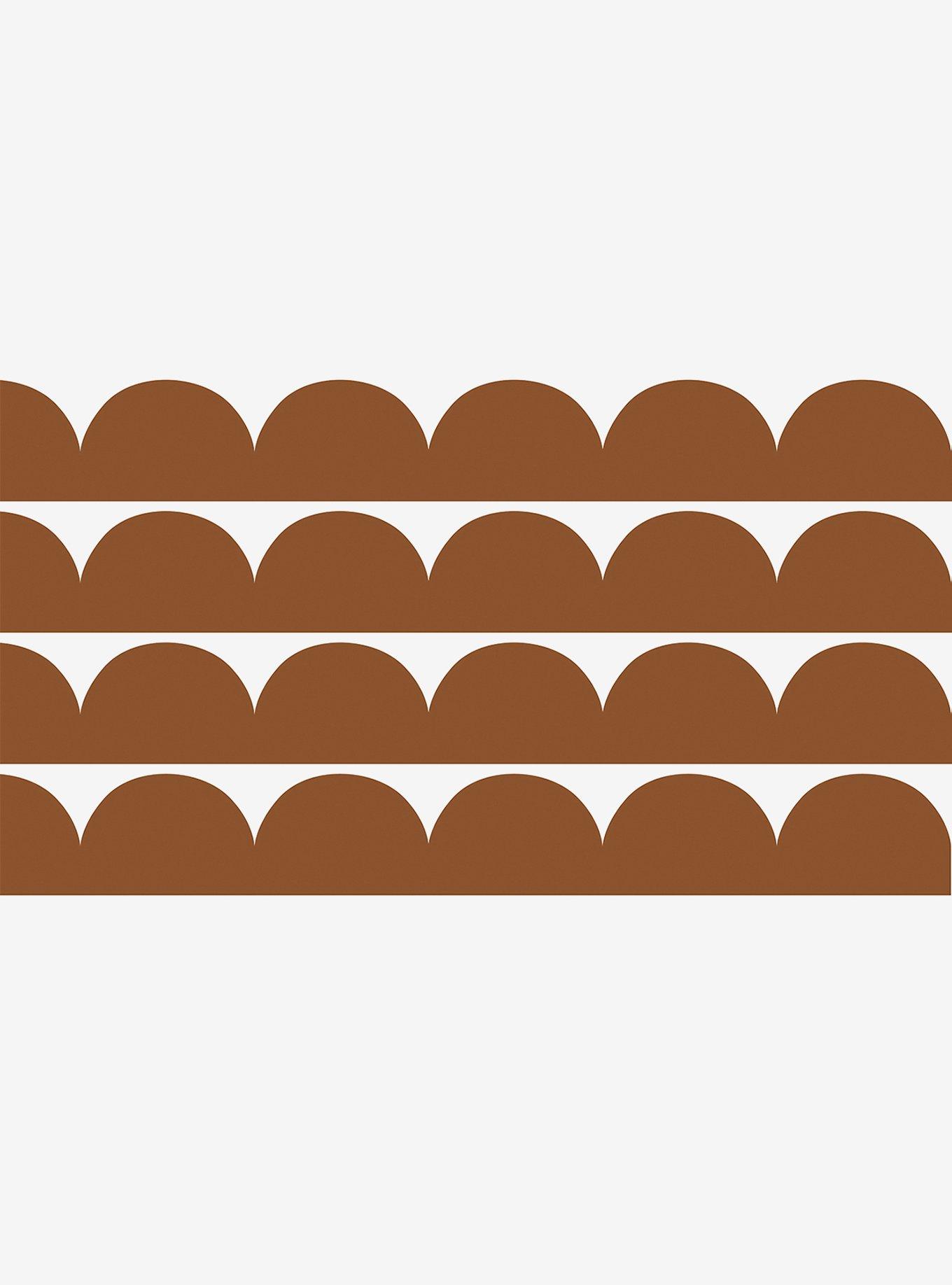 Brown Peel & Stick Scallop Border Decal, , hi-res