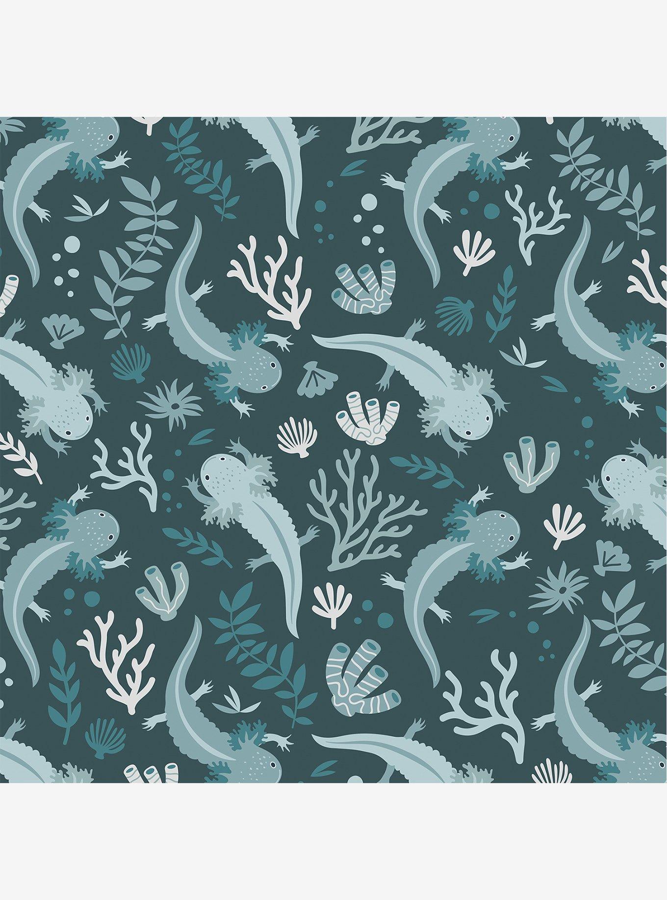 Axolotl Blue Underwater Garden Peel & Stick Wallpaper, , hi-res