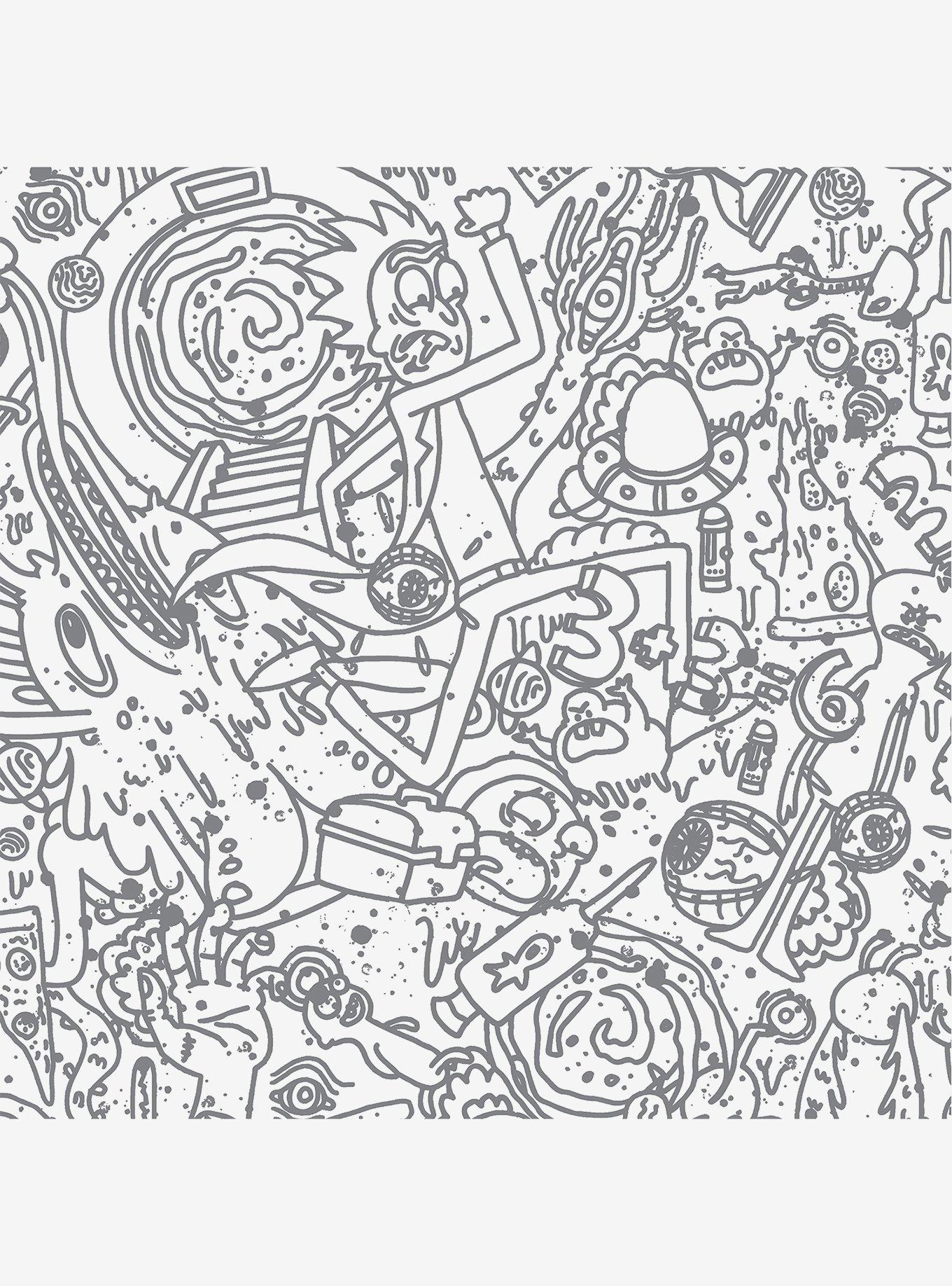 Rick and Morty Doodle Peel & Stick Wallpaper, , hi-res