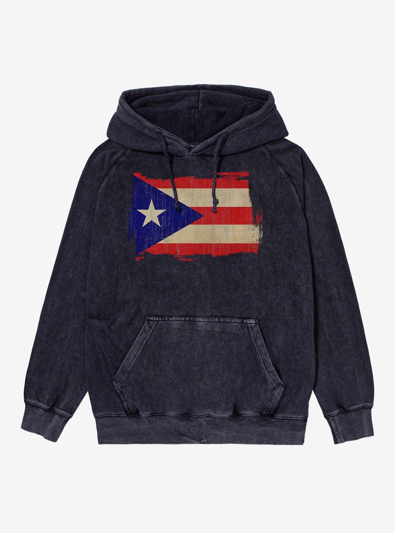 Flag of Puerto Rico Mineral Wash Hoodie, BLACK MINERAL WASH, hi-res