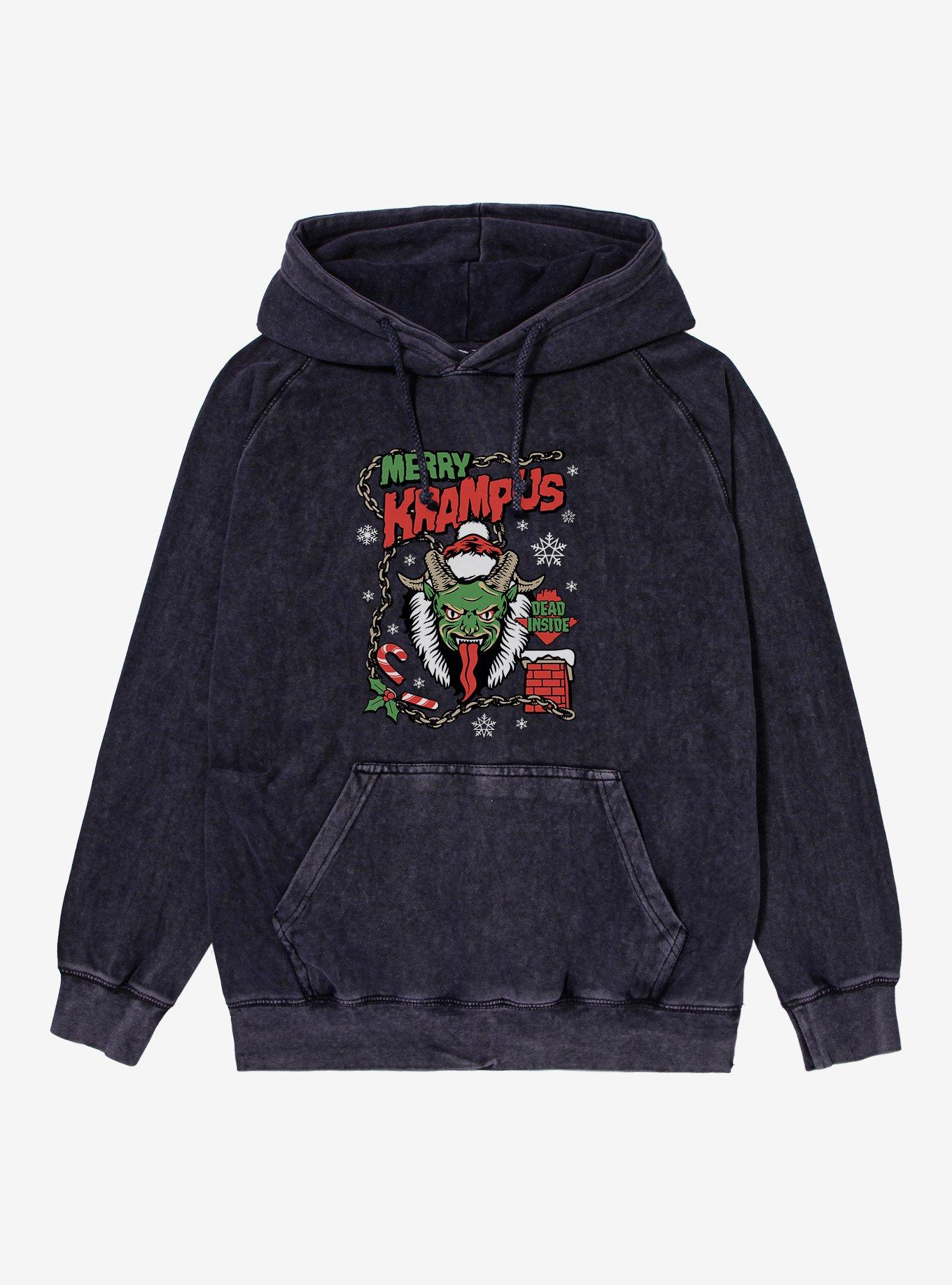 Merry Krampus Dead Inside Mineral Wash Hoodie, , hi-res