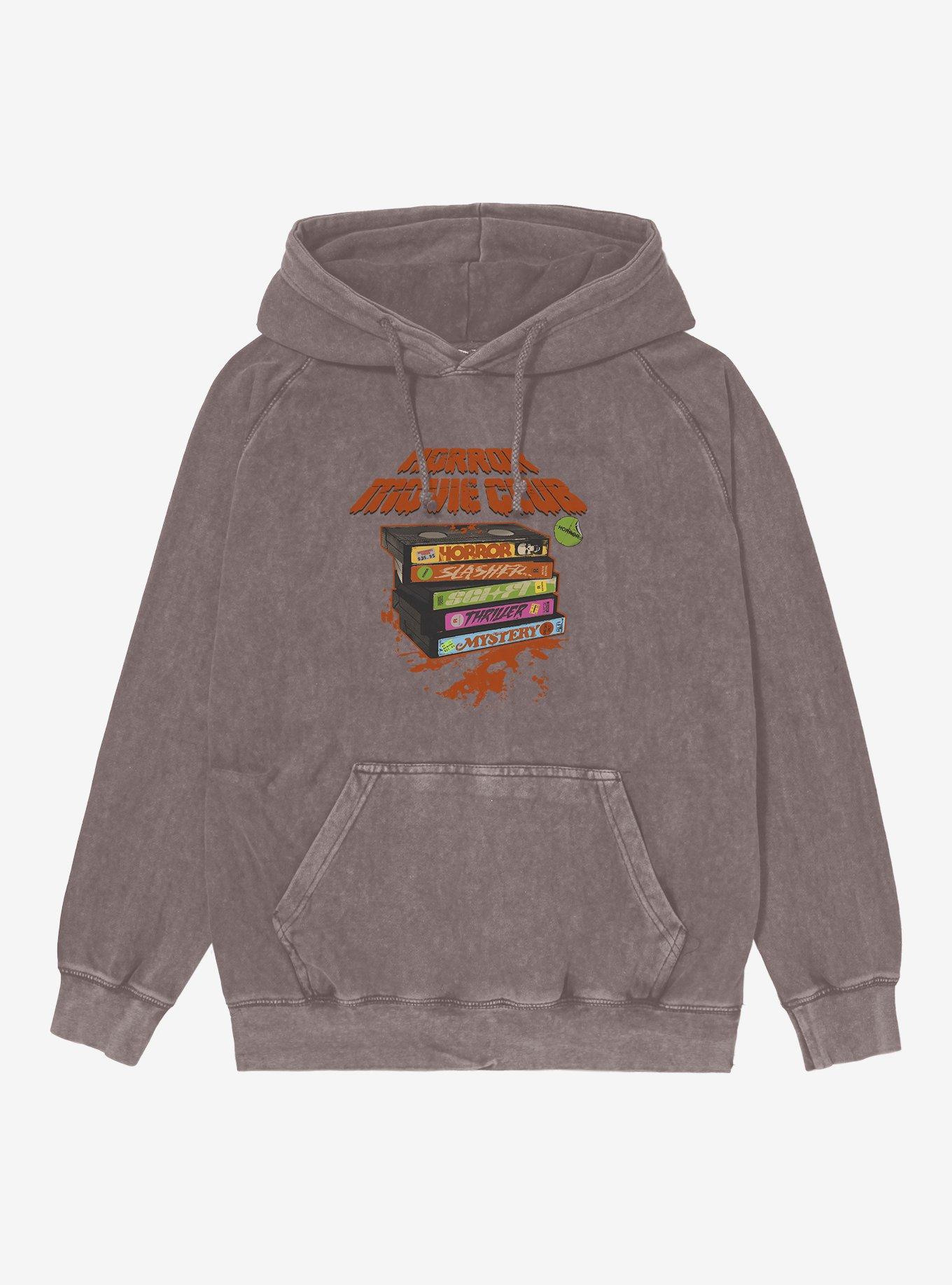 Horror Movie Club Mineral Wash Hoodie, DUSTY ROSE, hi-res