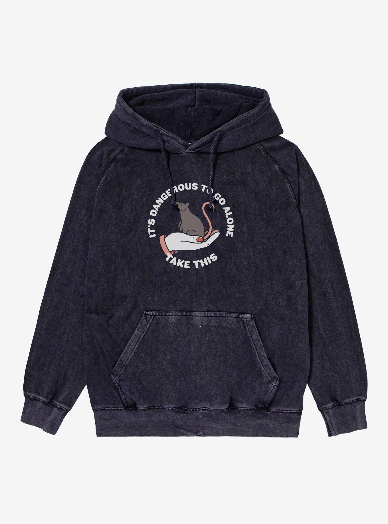 It's Dangerous To Go Alone Take This Rat Hoodie, BLACK MINERAL WASH, hi-res
