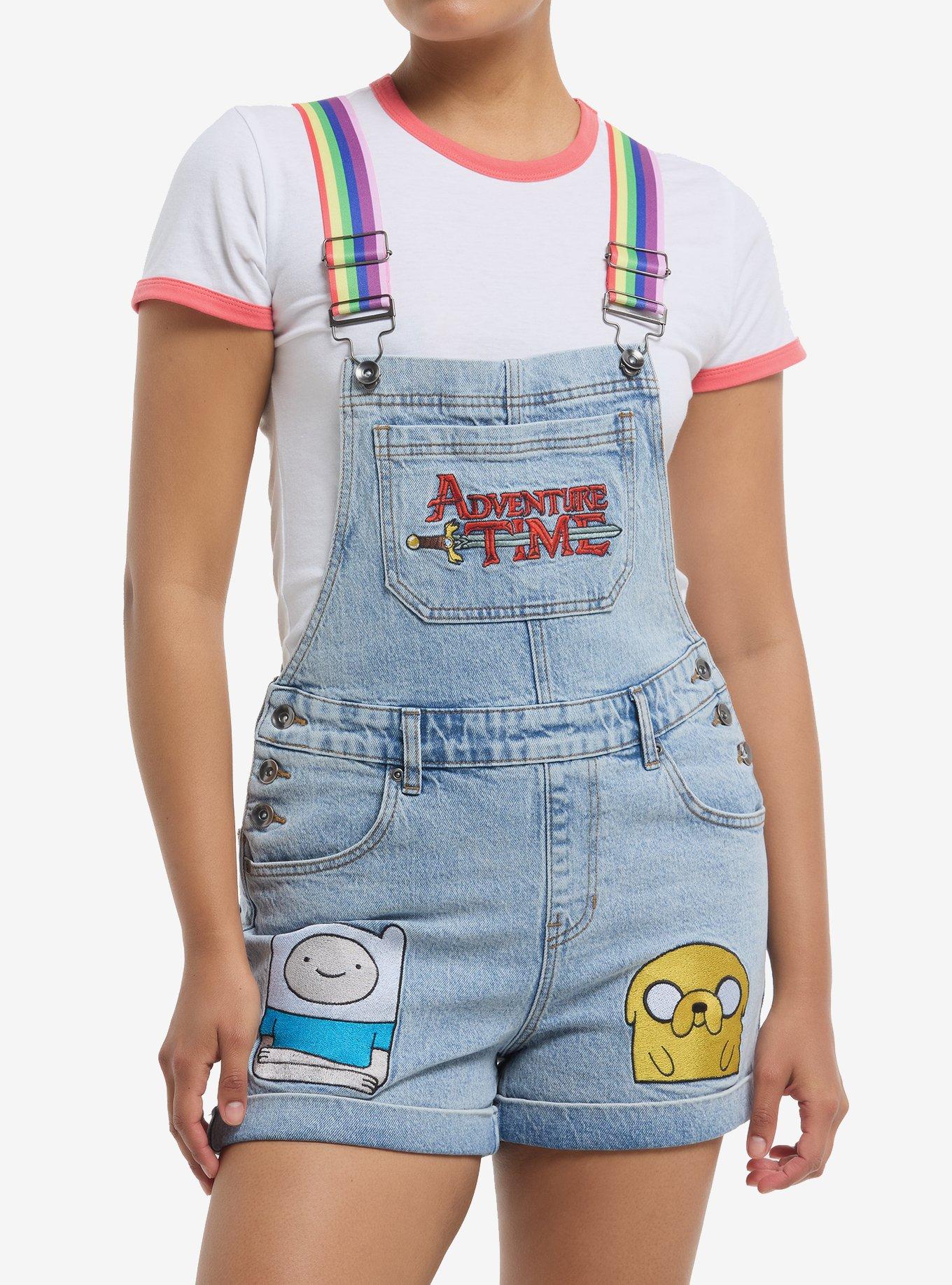 Adventure Time Rainbow Straps Denim Shortalls Hot Topic