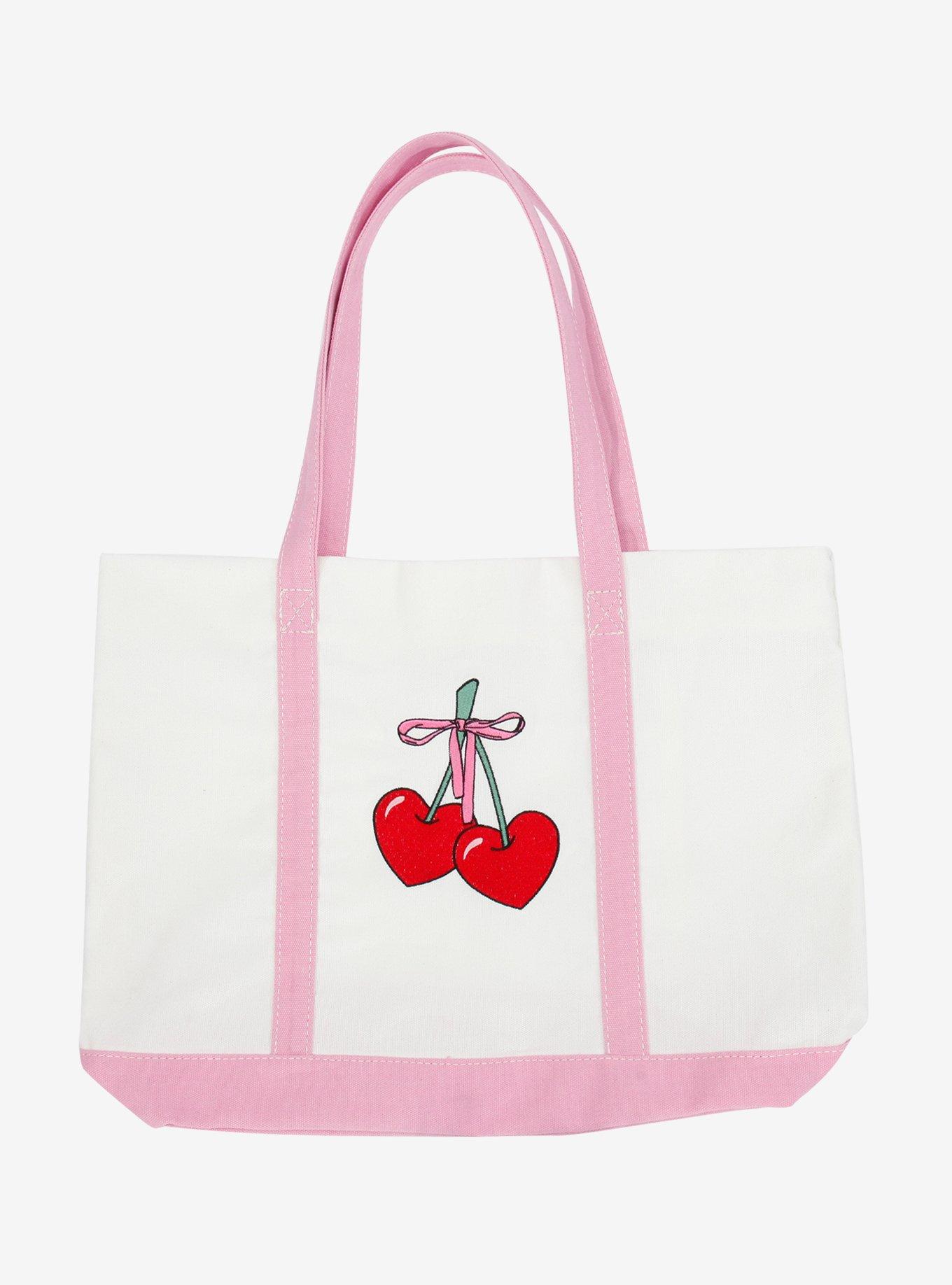 Cherry Hearts Canvas Tote Bag, , hi-res