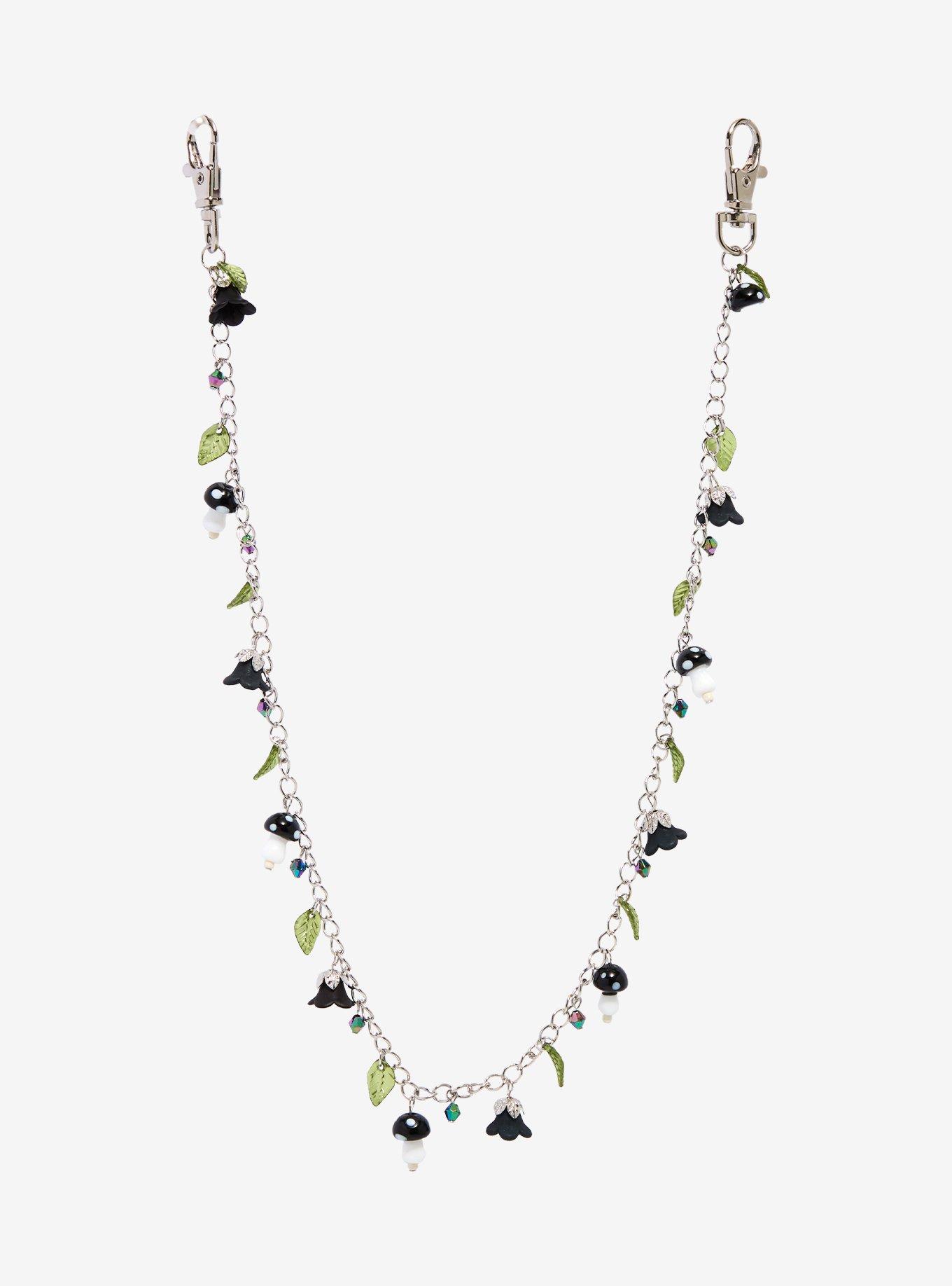 Black Flower & Mushroom 20 Inch Wallet Chain | Hot Topic