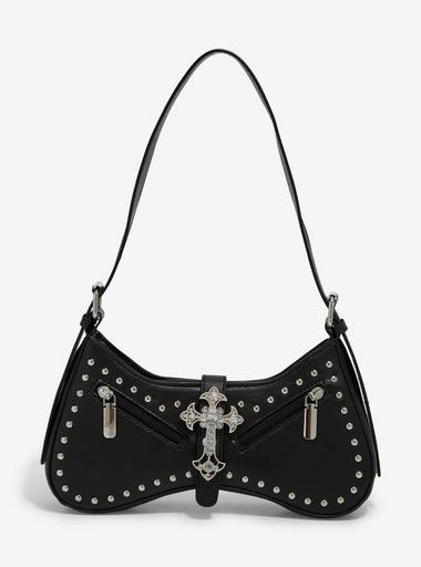 Black Cross Stud Shoulder Bag | Hot Topic
