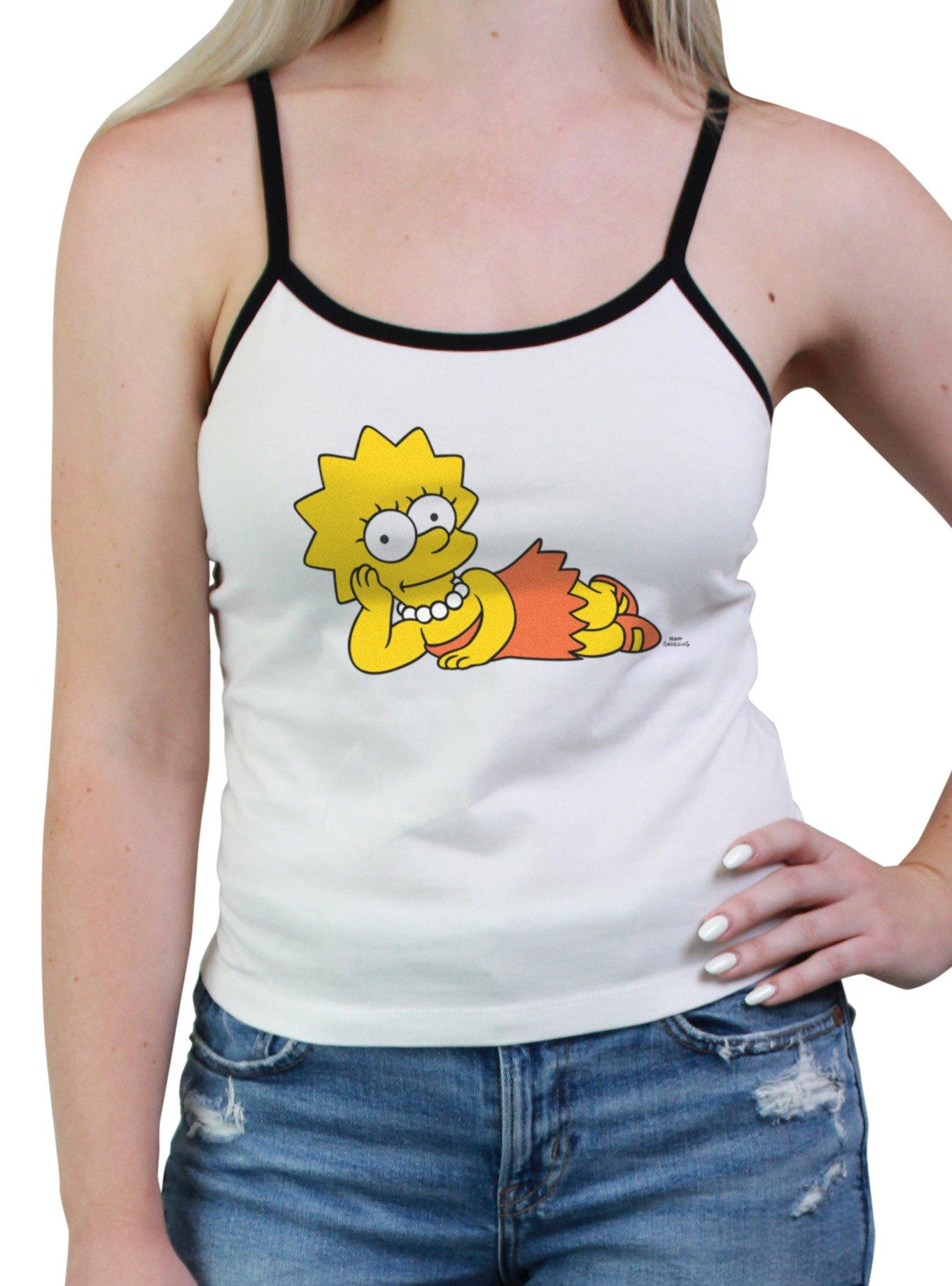 The Simpsons Lisa Laying Down Girls Cami, WHITE, hi-res