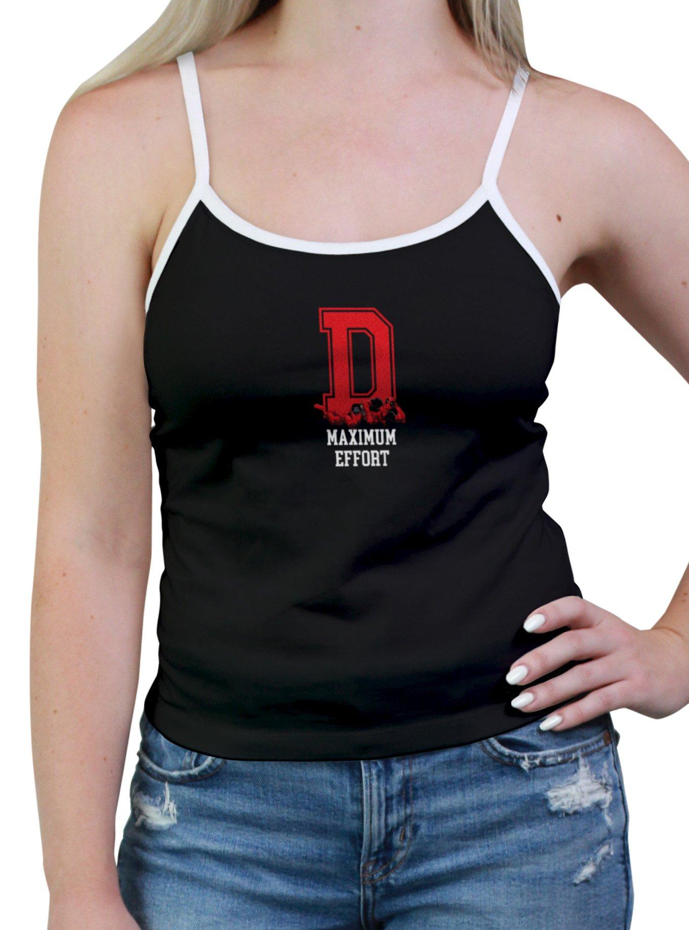 Marvel Deadpool Varsity Letter Maximum Effort Girls Cami, BLACK, hi-res
