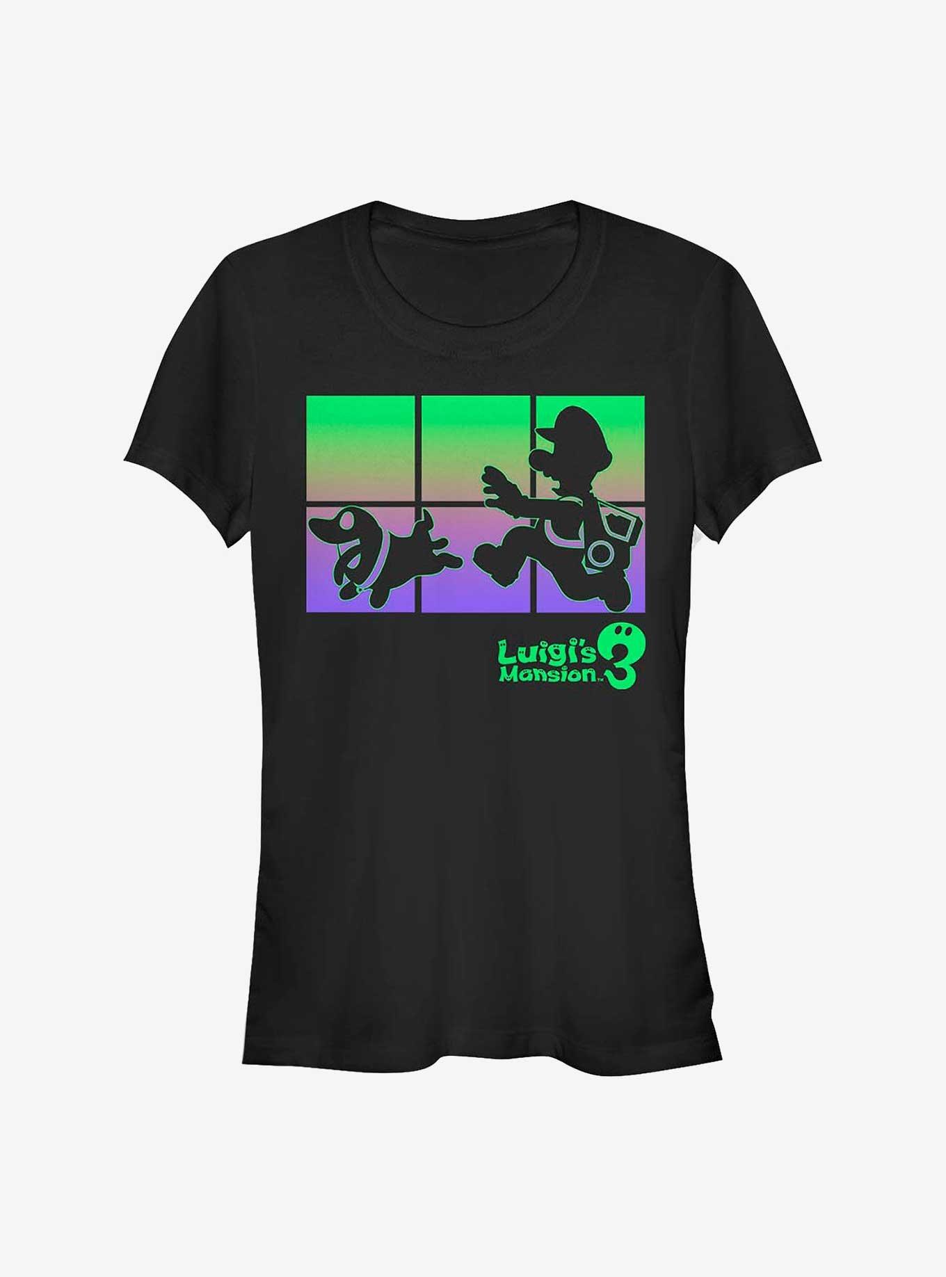 Nintendo Luigi's Mansion 3 Running With Polterpup Girls T-Shirt, BLACK, hi-res