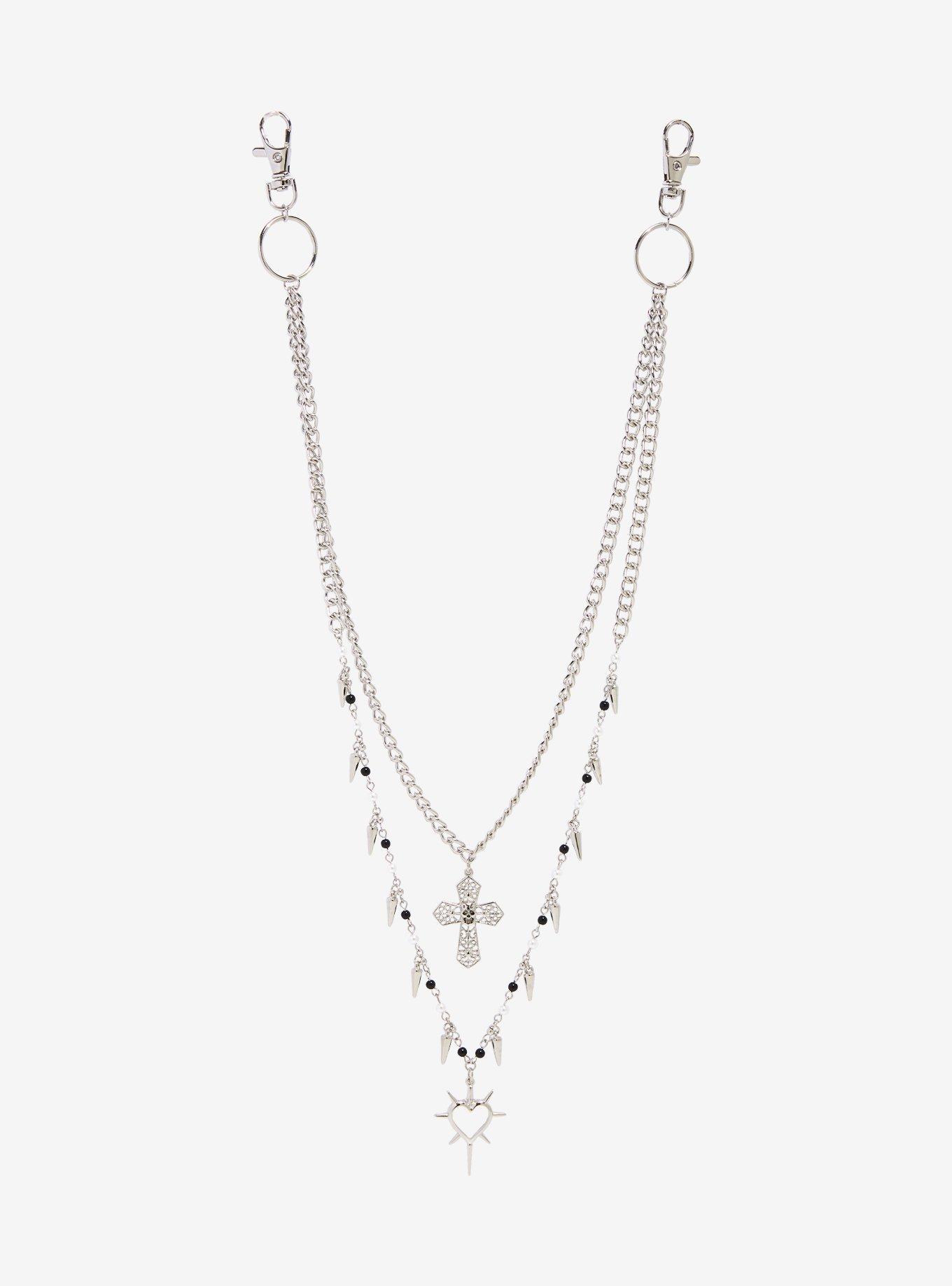 Heart Cross 18 Inch & 24 Inch Double Wallet Chain | Hot Topic