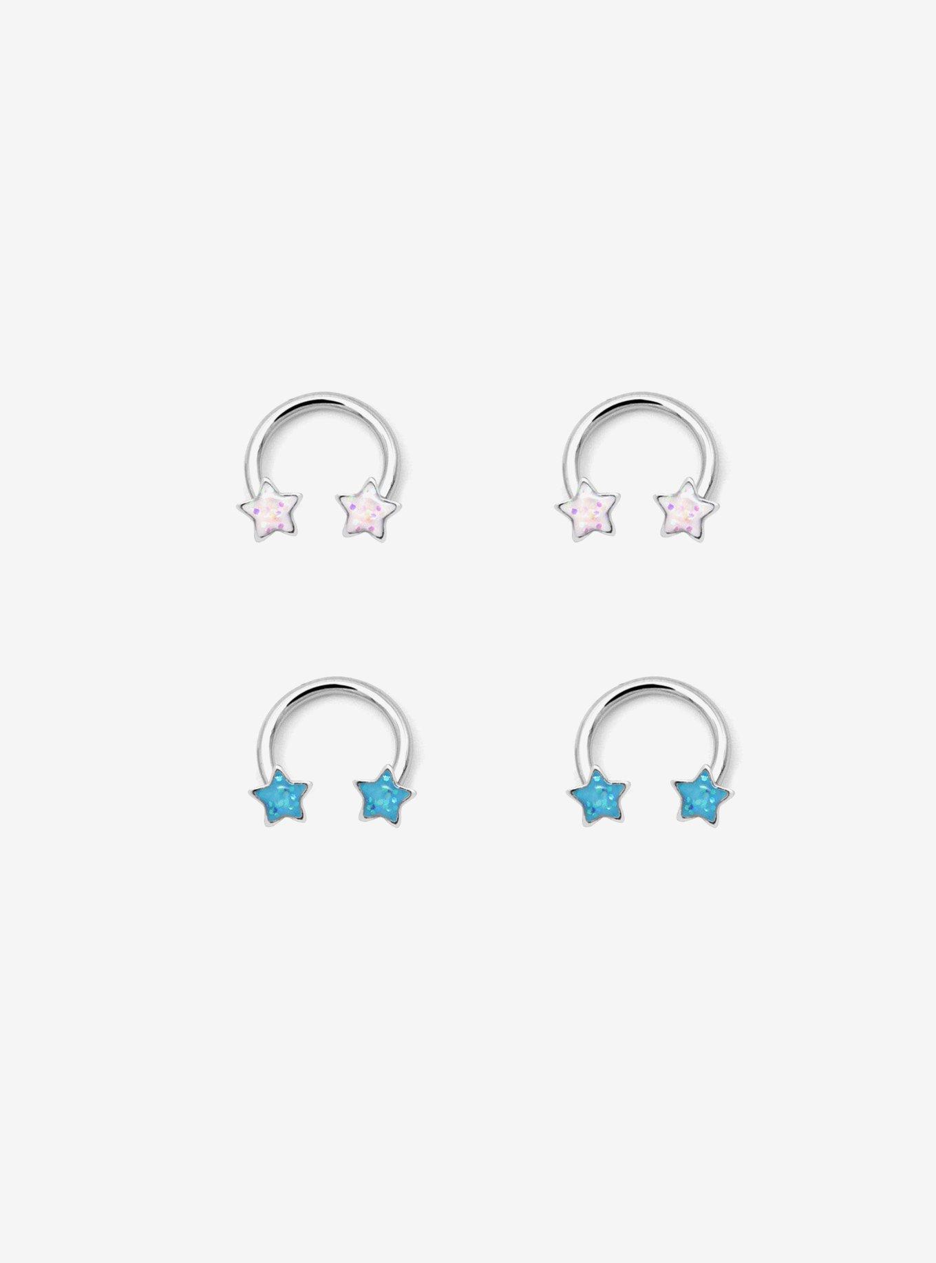 Steel Pink & Blue Opalite Star Circular Barbell 4 Pack, , hi-res