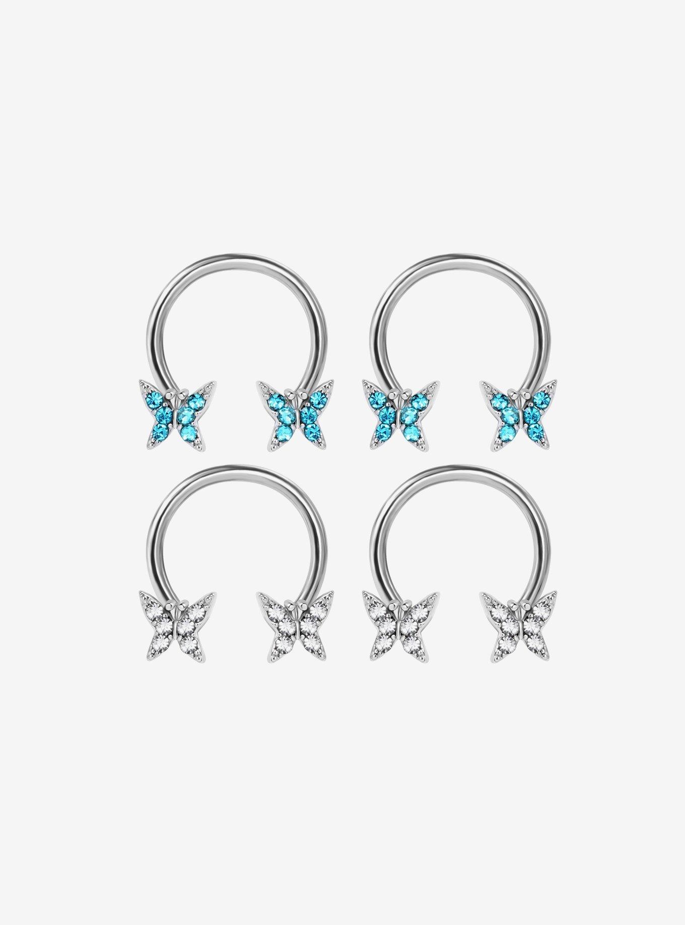 Steel Butterfly Bling Circular Barbell 4 Pack