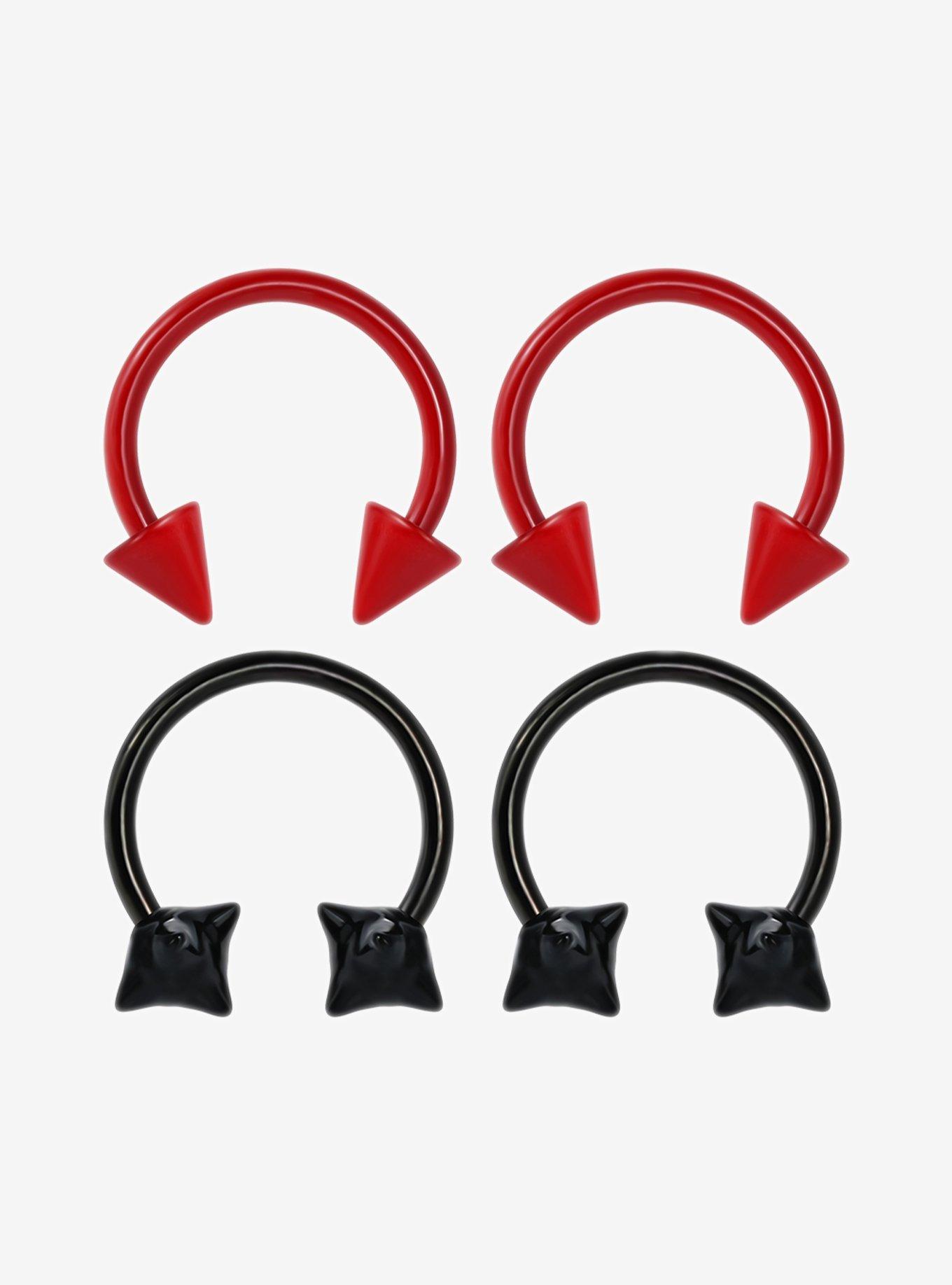 Steel Black & Red Circular Barbell 4 Pack, , hi-res
