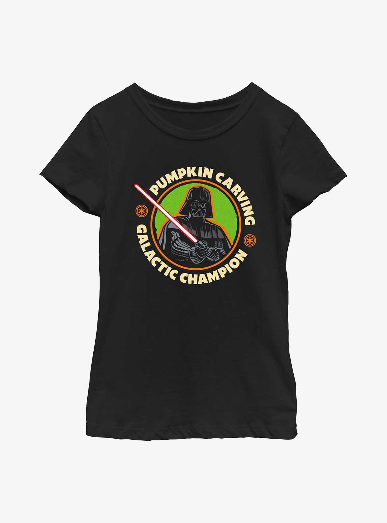 Star Wars Pumpkin Carving Galactic Champion Youth Girls T-Shirt, BLACK, hi-res